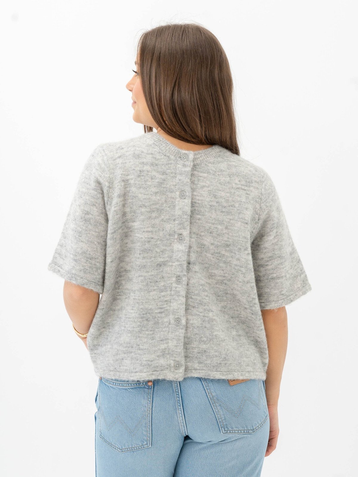 Selected Femme Lulu 2/4 Knit Cardigan Light Grey Melange