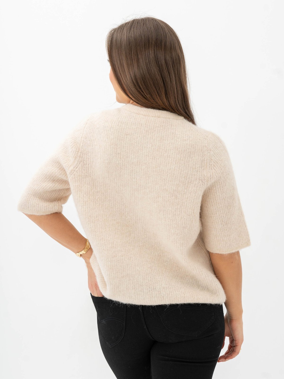 Selected Femme Sia Ras 2/4 Rib Knit Cardigan Birch Melange