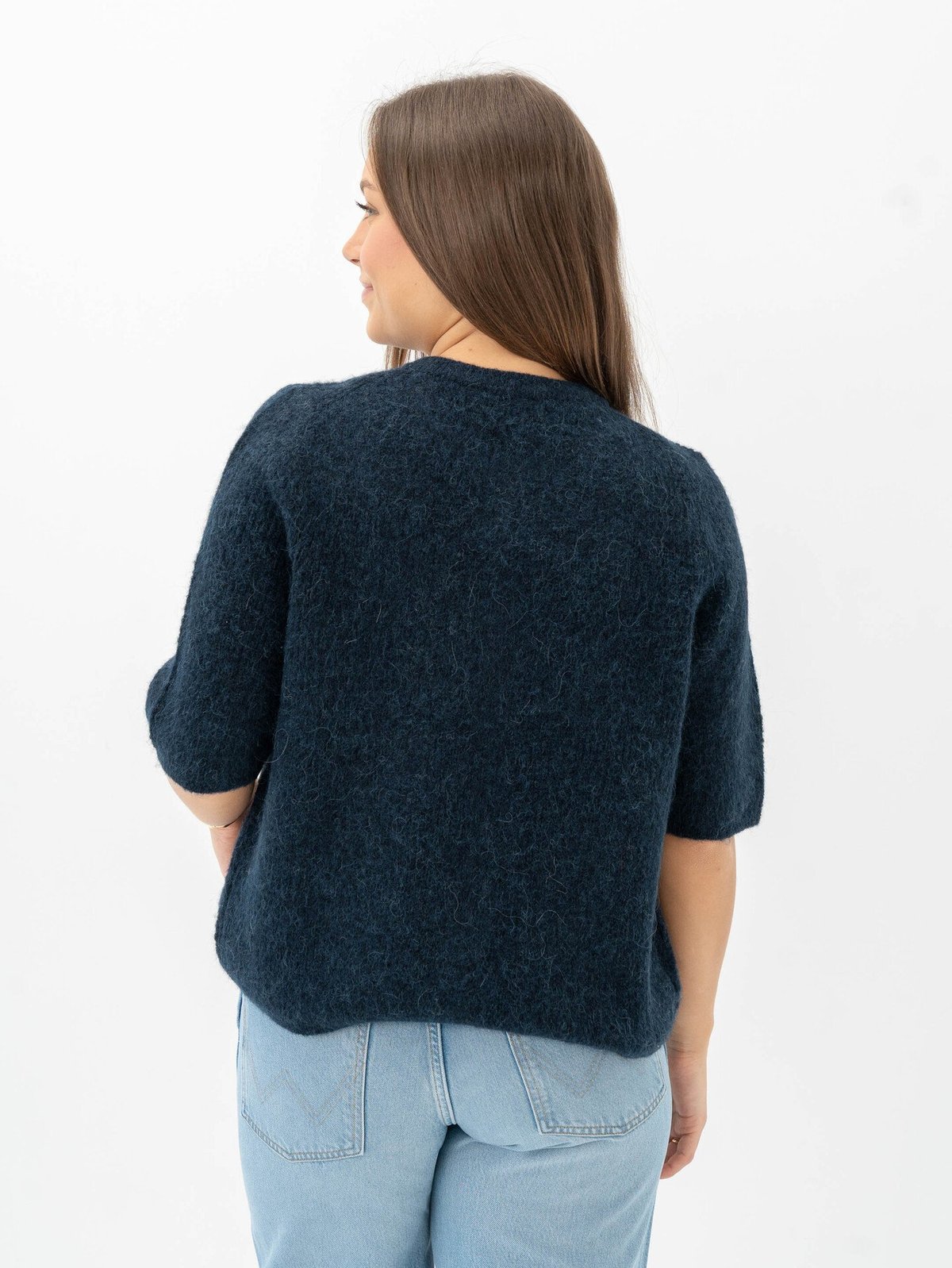 Selected Femme Sia Ras 2/4 Rib Knit Cardigan Dark Sapphire