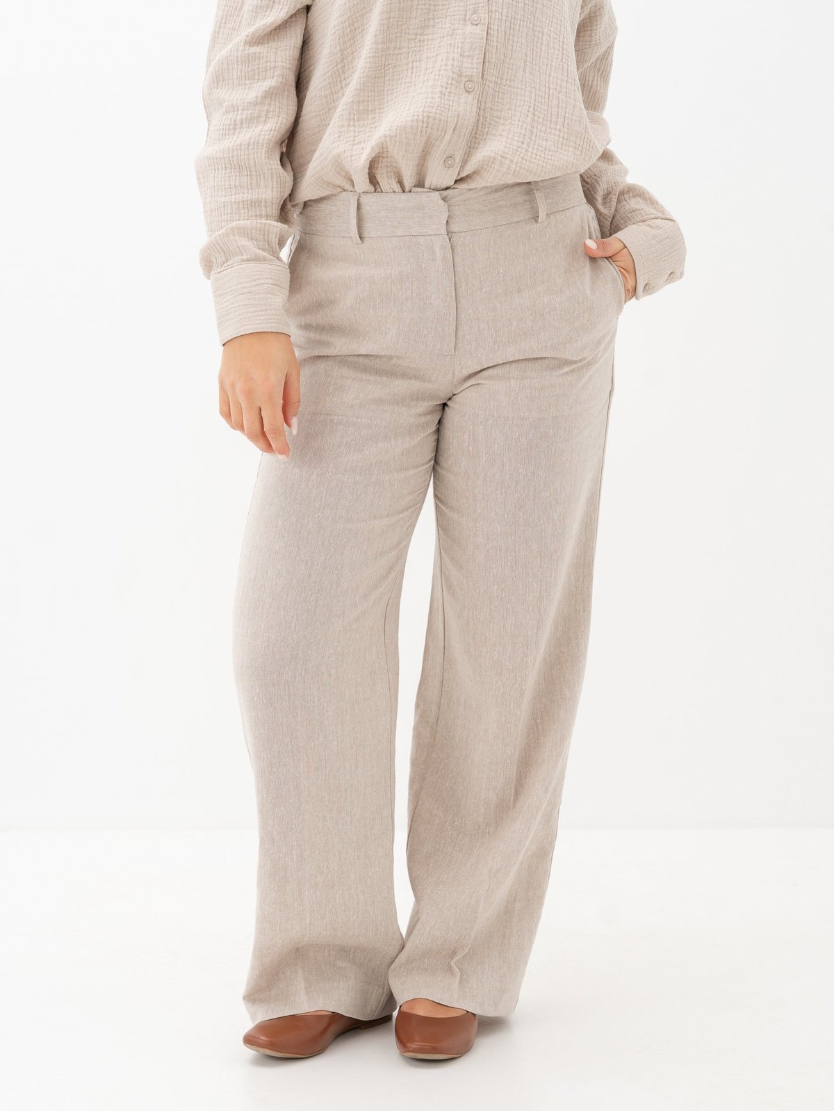 Selected Femme Tania-Rita Mid Waist Wide Pant Nomad Melange