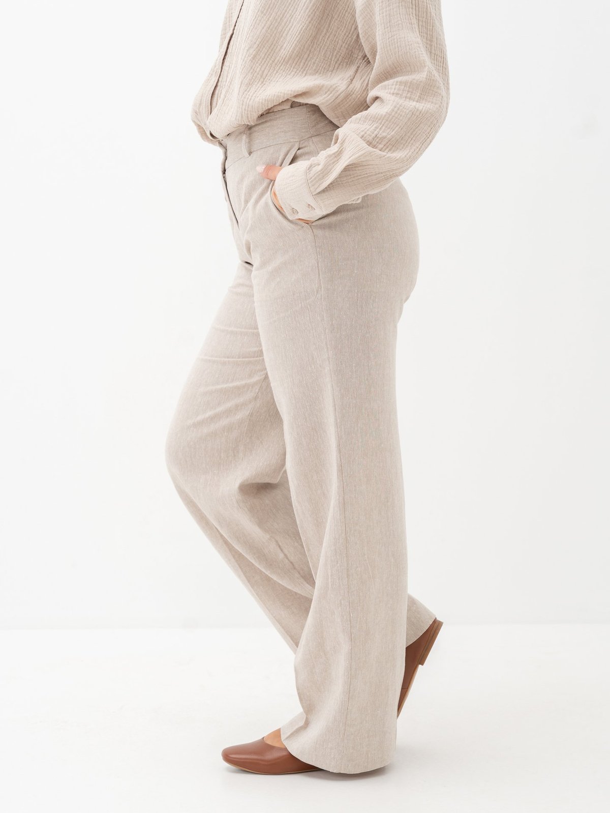 Selected Femme Tania-Rita Mid Waist Wide Pant Nomad Melange