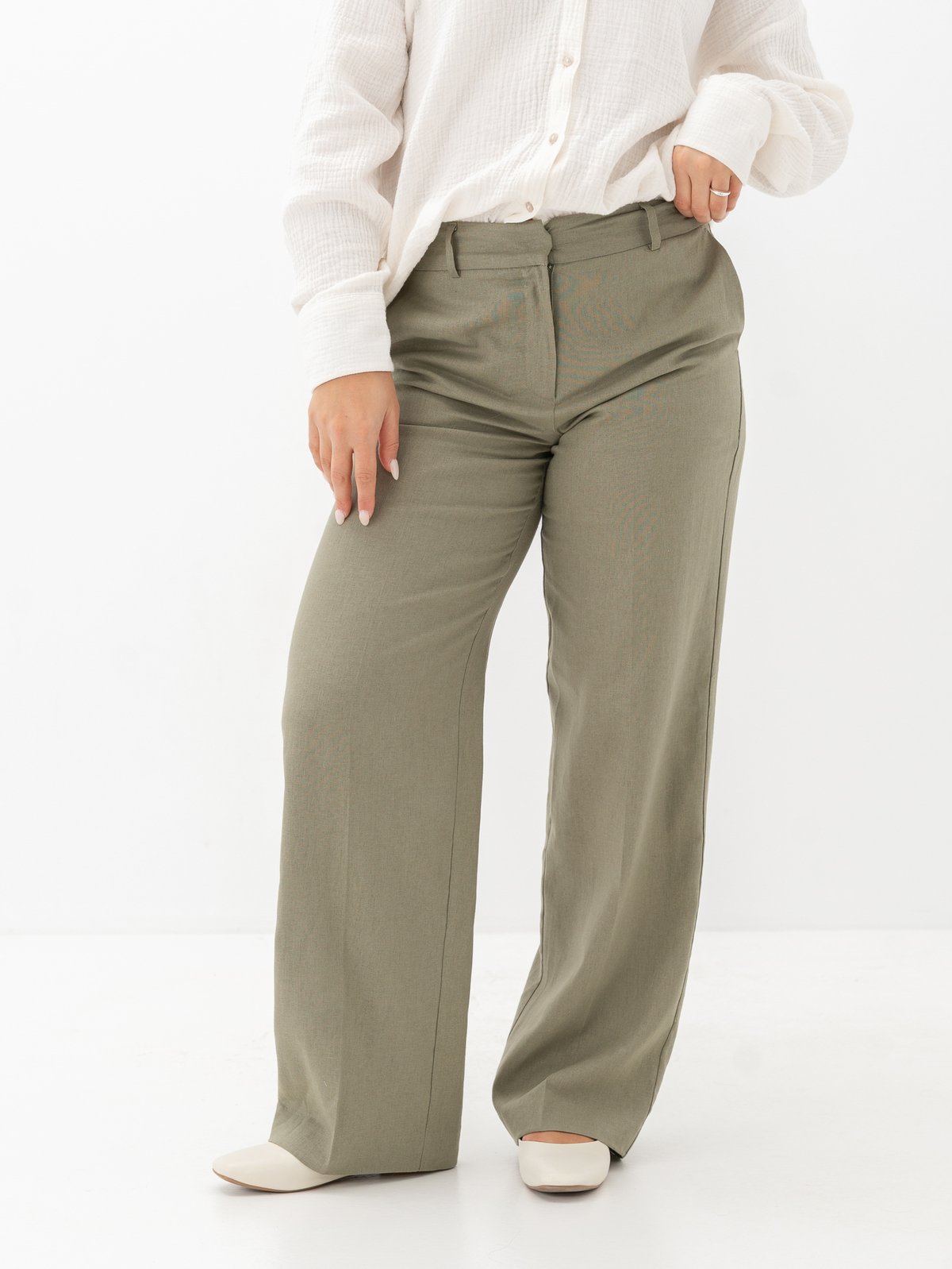 Selected Femme Tania-Rita Mid Waist Wide Pant Vetiver