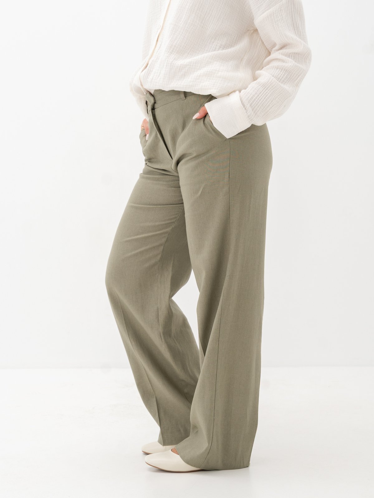 Selected Femme Tania-Rita Mid Waist Wide Pant Vetiver
