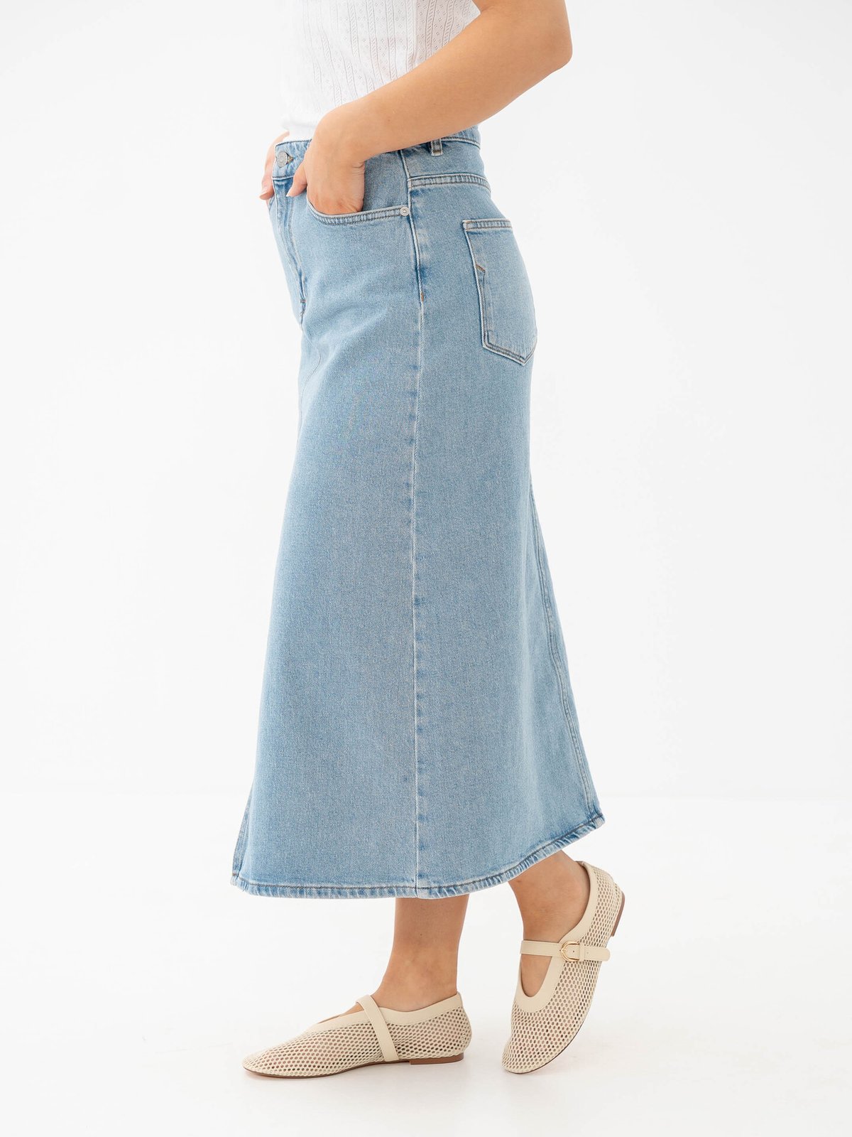 Selected Femme Krista-Gerda High Waist Light Blue Maxi Skirt Light Blue Denim