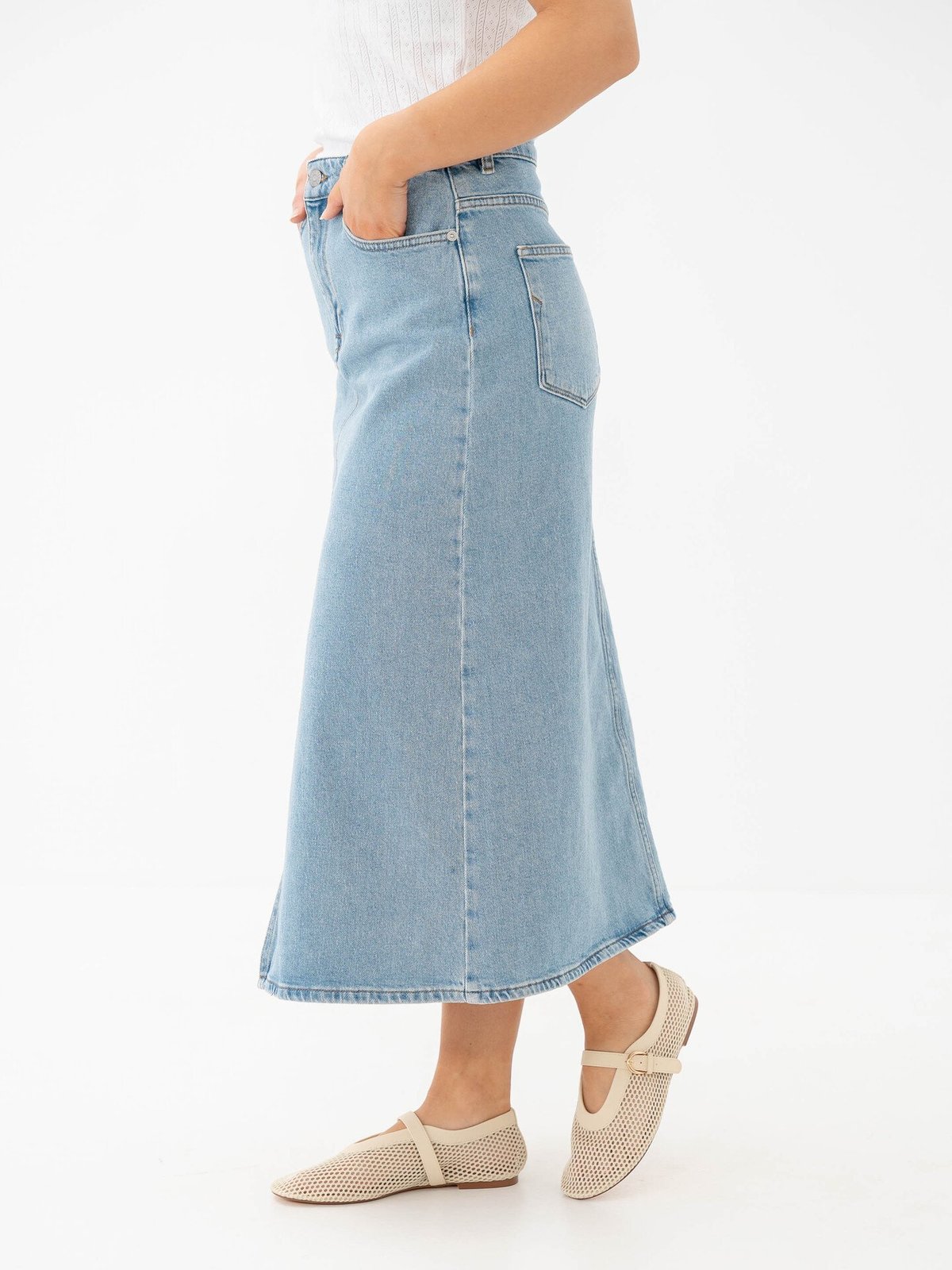 Selected Femme Krista-Gerda High Waist Light Blue Maxi Skirt Light Blue Denim