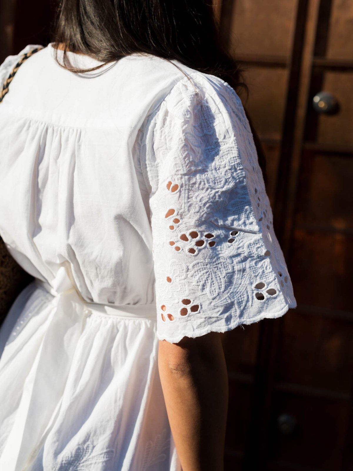 Selected Femme Dahlia Short Sleeve Short Broderi Dress Bright White