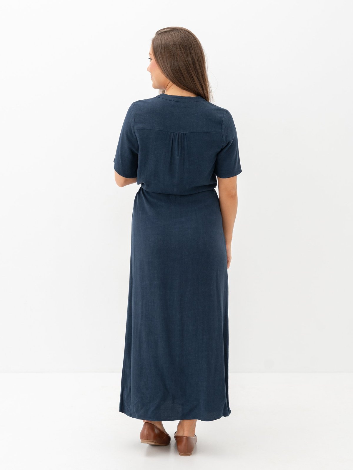 Selected Femme Viva-Damina Short Sleeve Ankle Sun Dress Dark Sapphire