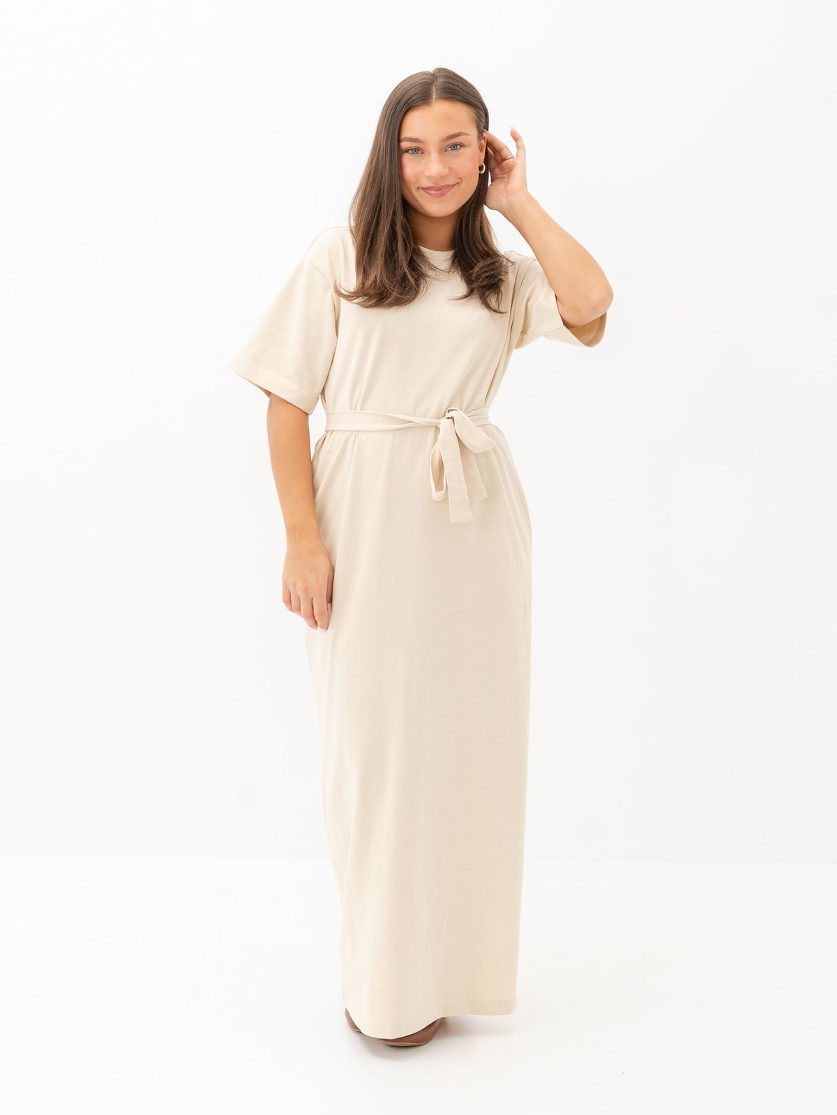 Selected Femme Essential Short Sleeve Pocket Ankle Dress Birch