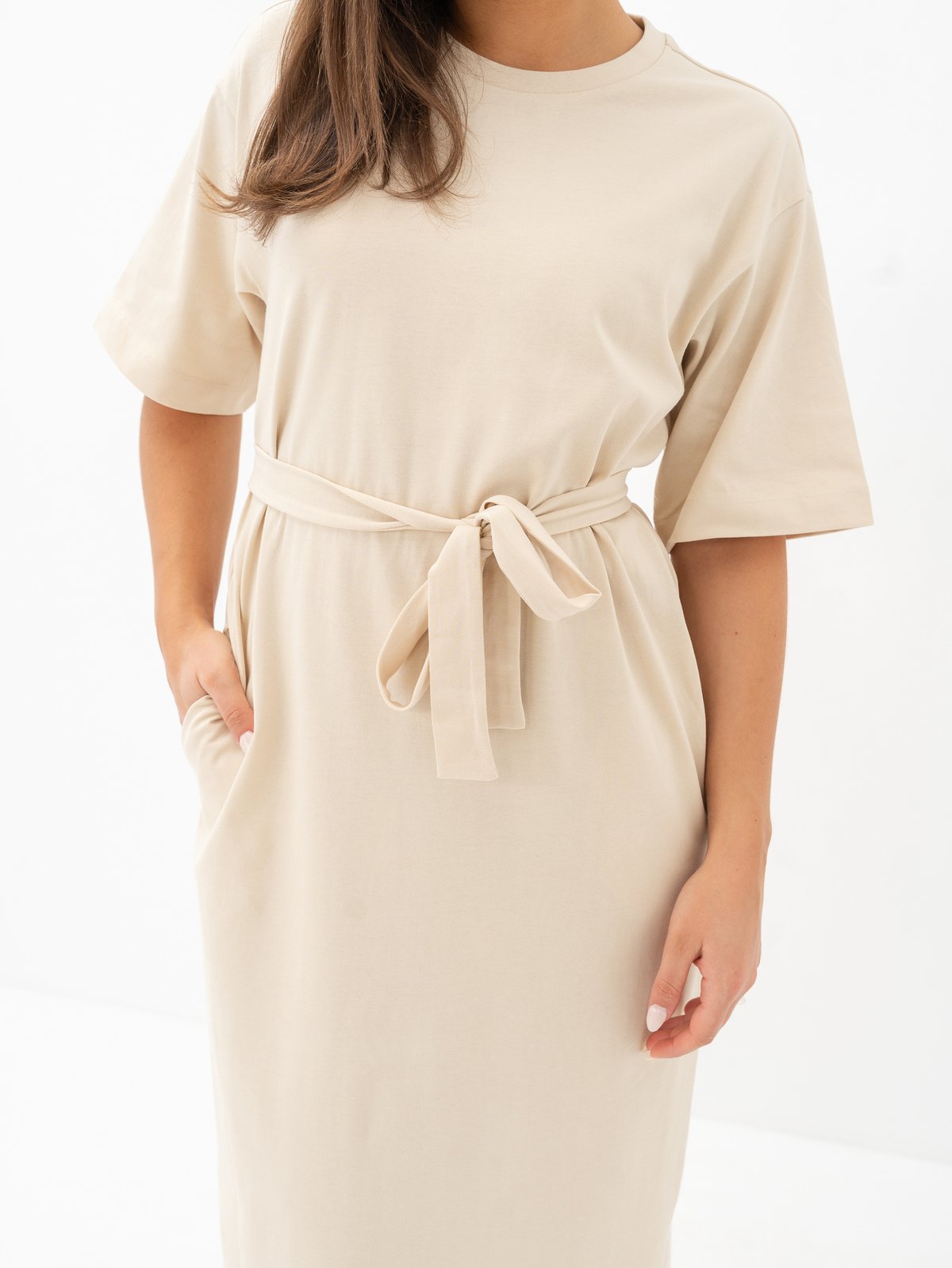 Selected Femme Essential Short Sleeve Pocket Ankle Dress Birch