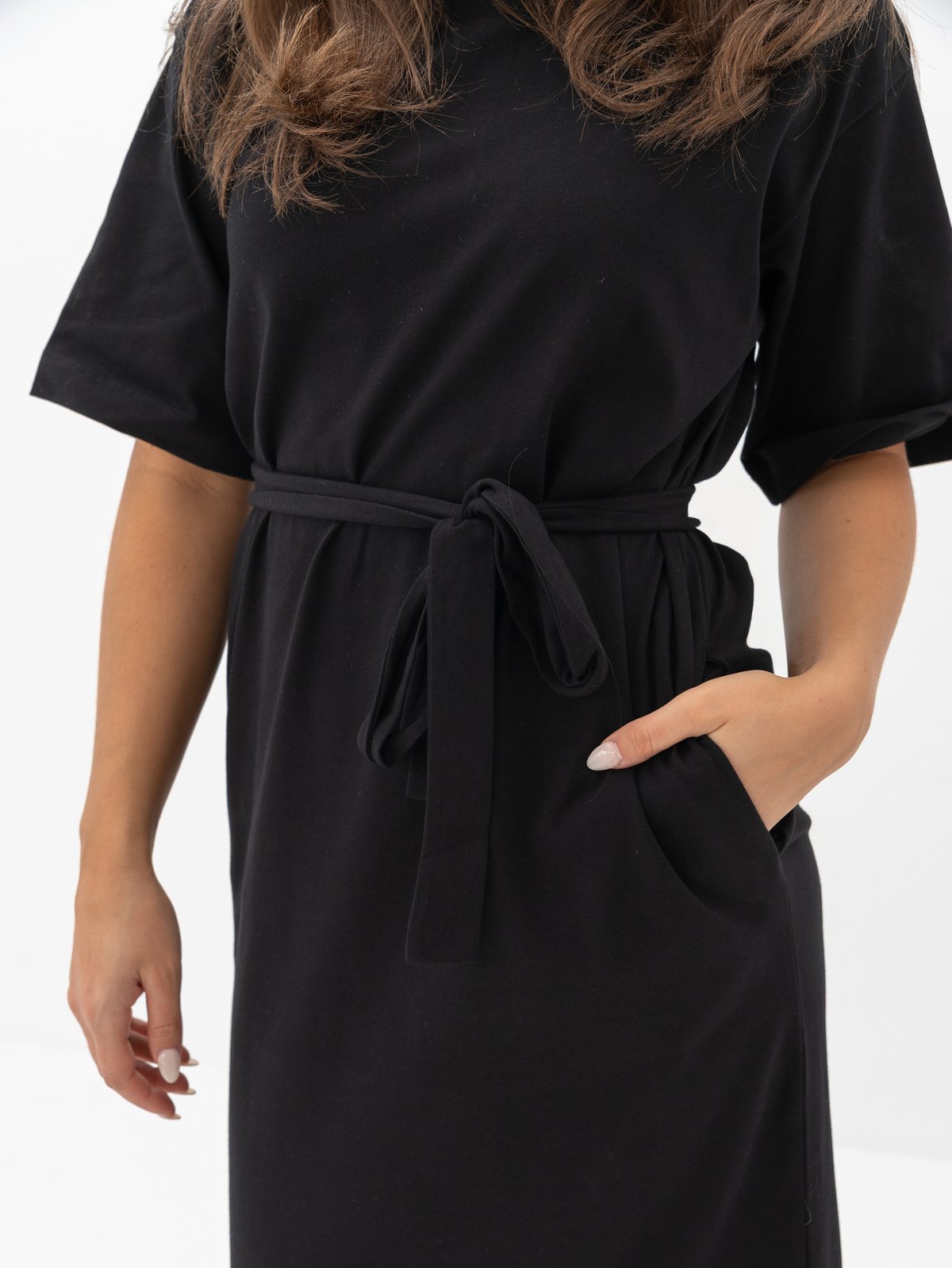 Selected Femme Essential Short Sleeve Pocket Ankle Dress Black
