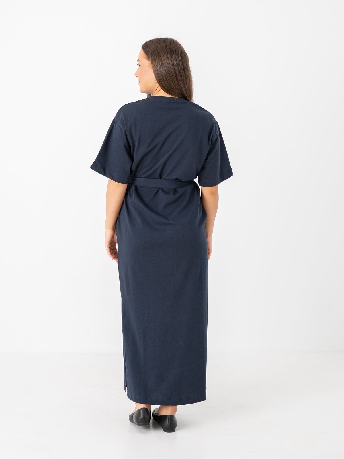 Selected Femme Essential Short Sleeve Pocket Ankle Dress Dark Sapphire