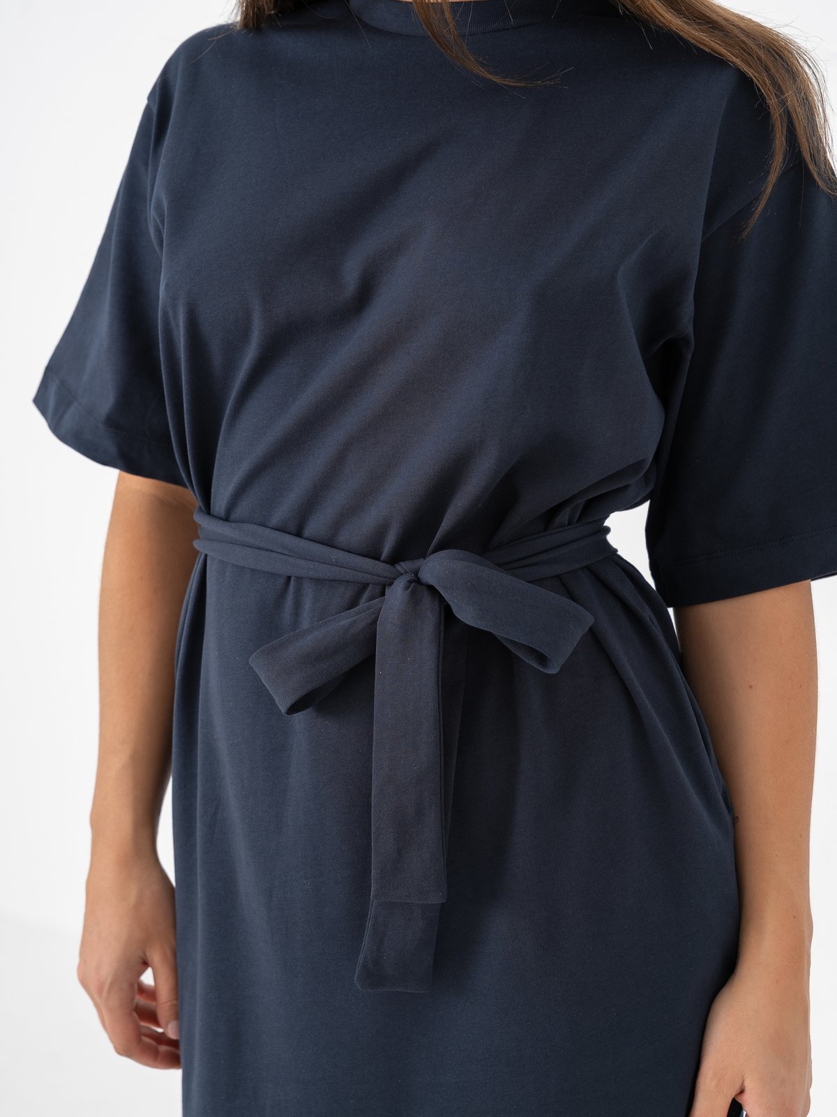 Selected Femme Essential Short Sleeve Pocket Ankle Dress Dark Sapphire