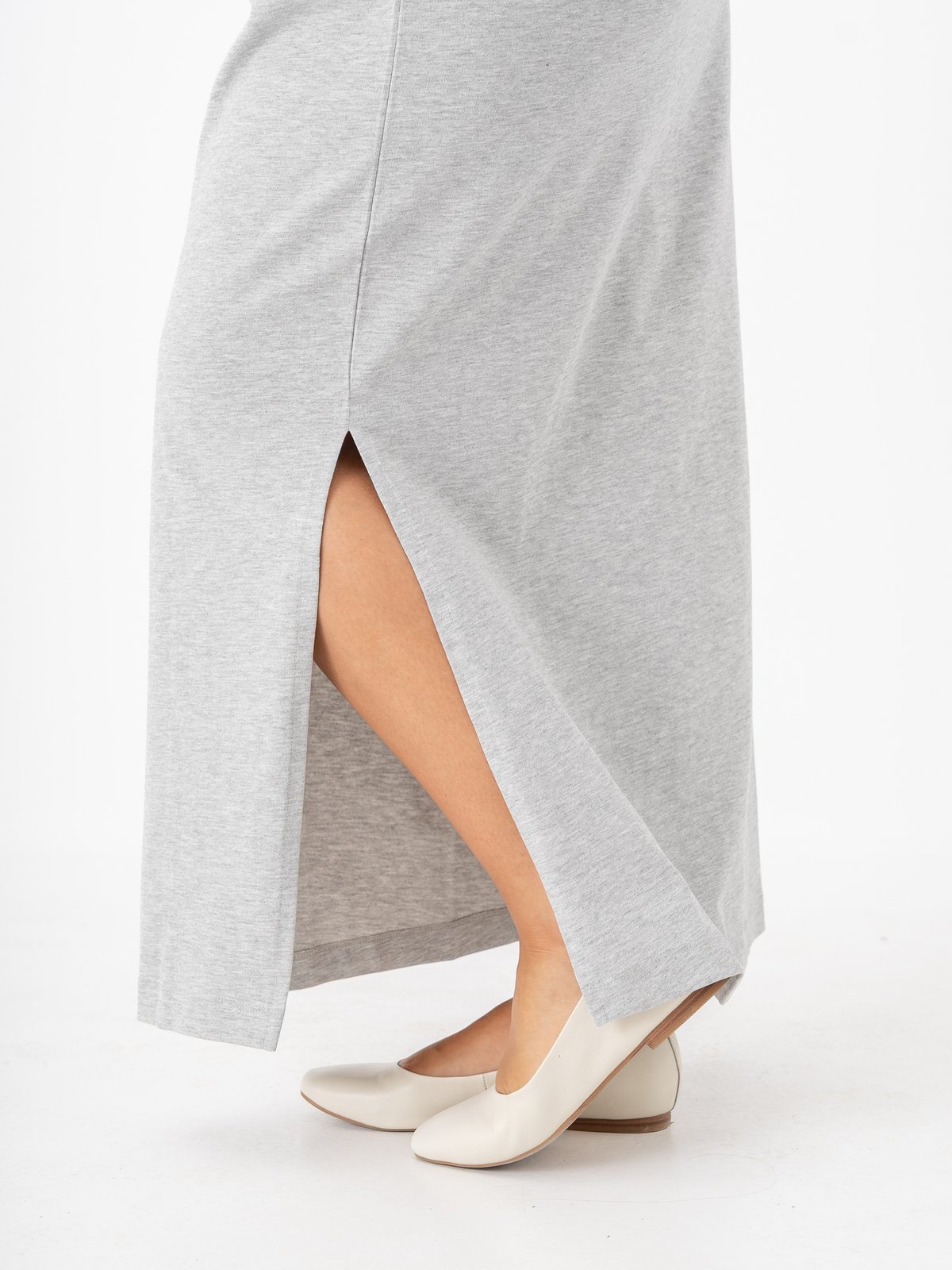 Selected Femme Essential Short Sleeve Pocket Ankle Dress Light Grey Melange