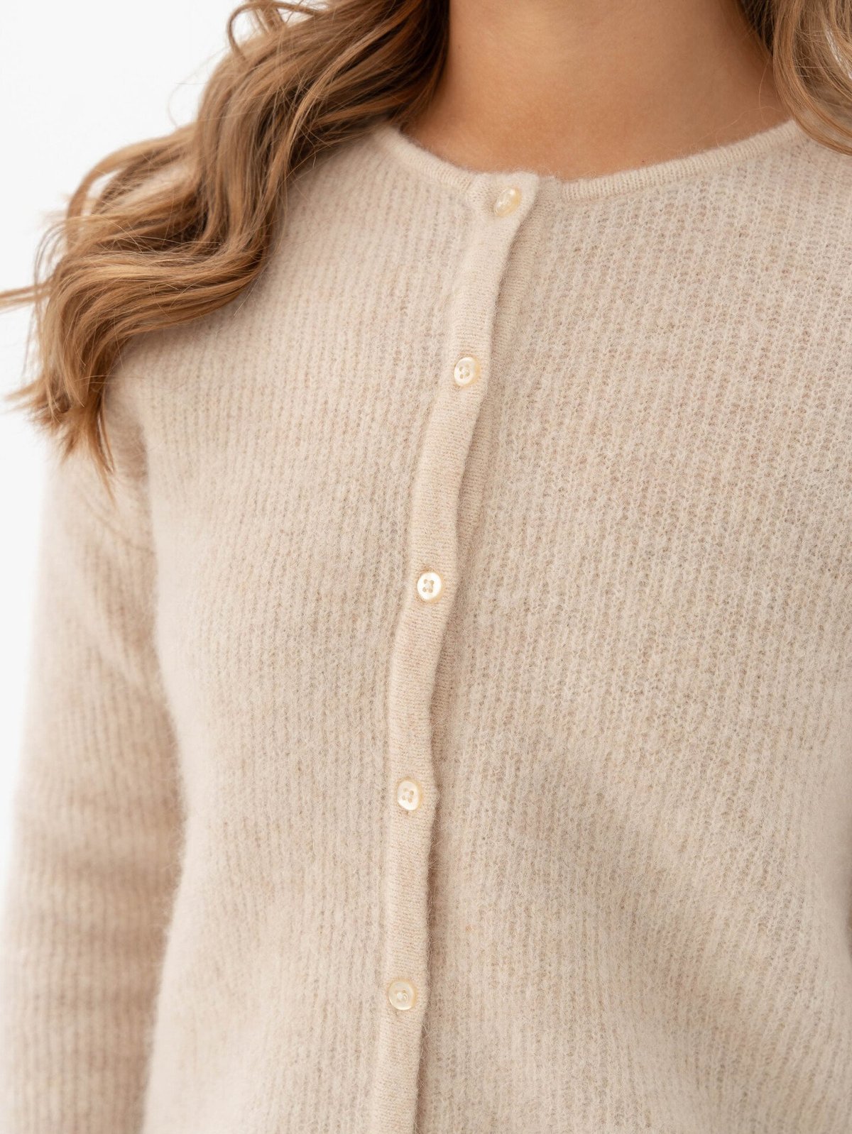 Selected Femme Sia Ras Long Sleeve Knit O-Neck Cardigan Birch Melange