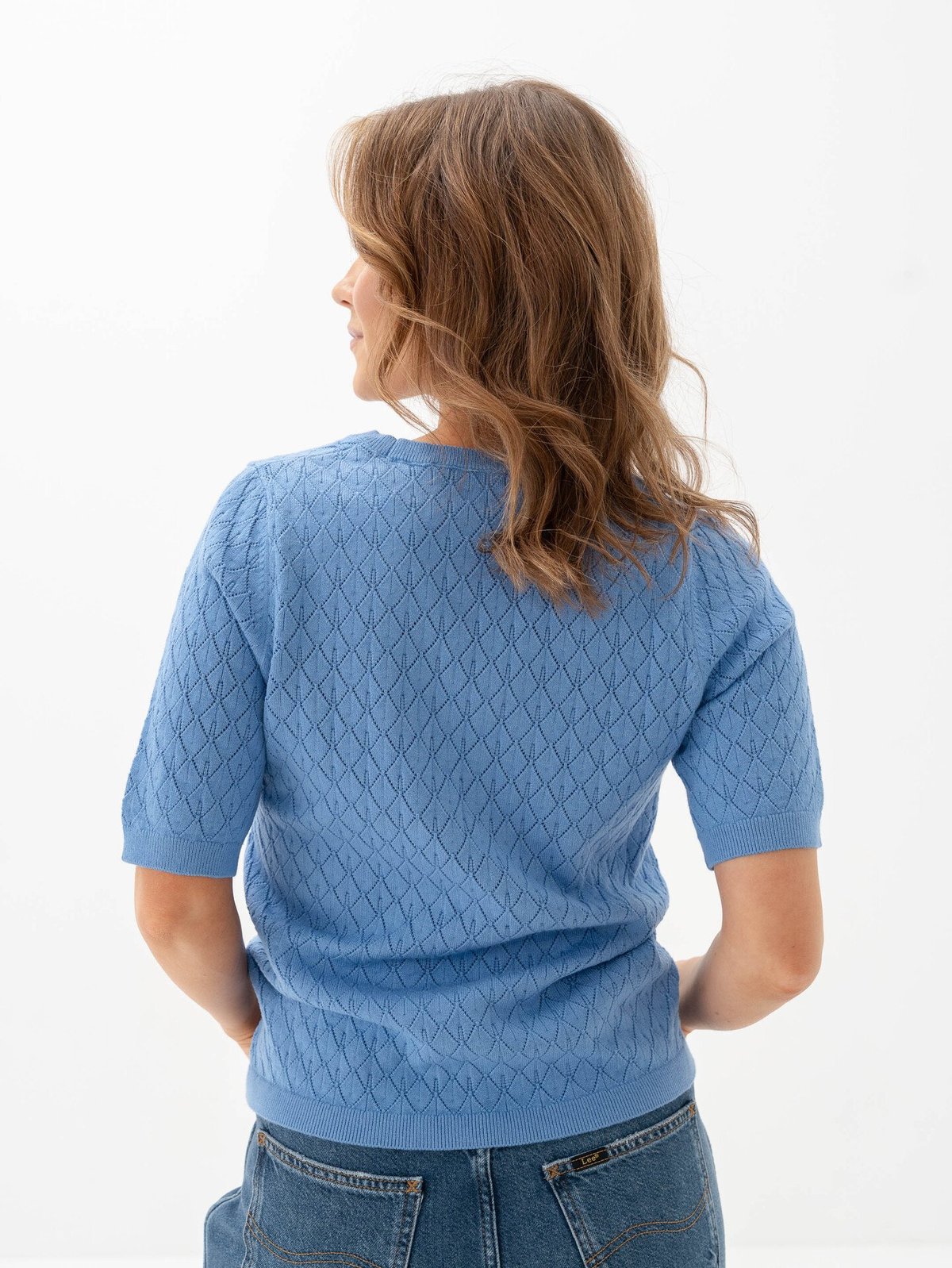 Selected Femme Helen 2/4 Knit O-Neck Cornflower Blue