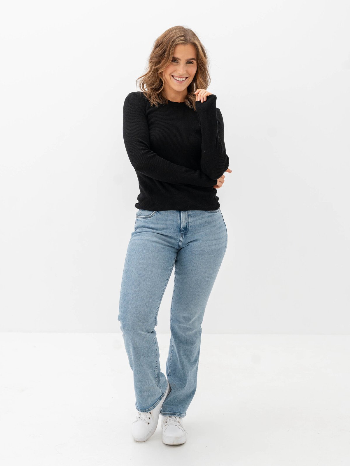 Selected Femme Ingrid 2/4 Knit O-Neck Black