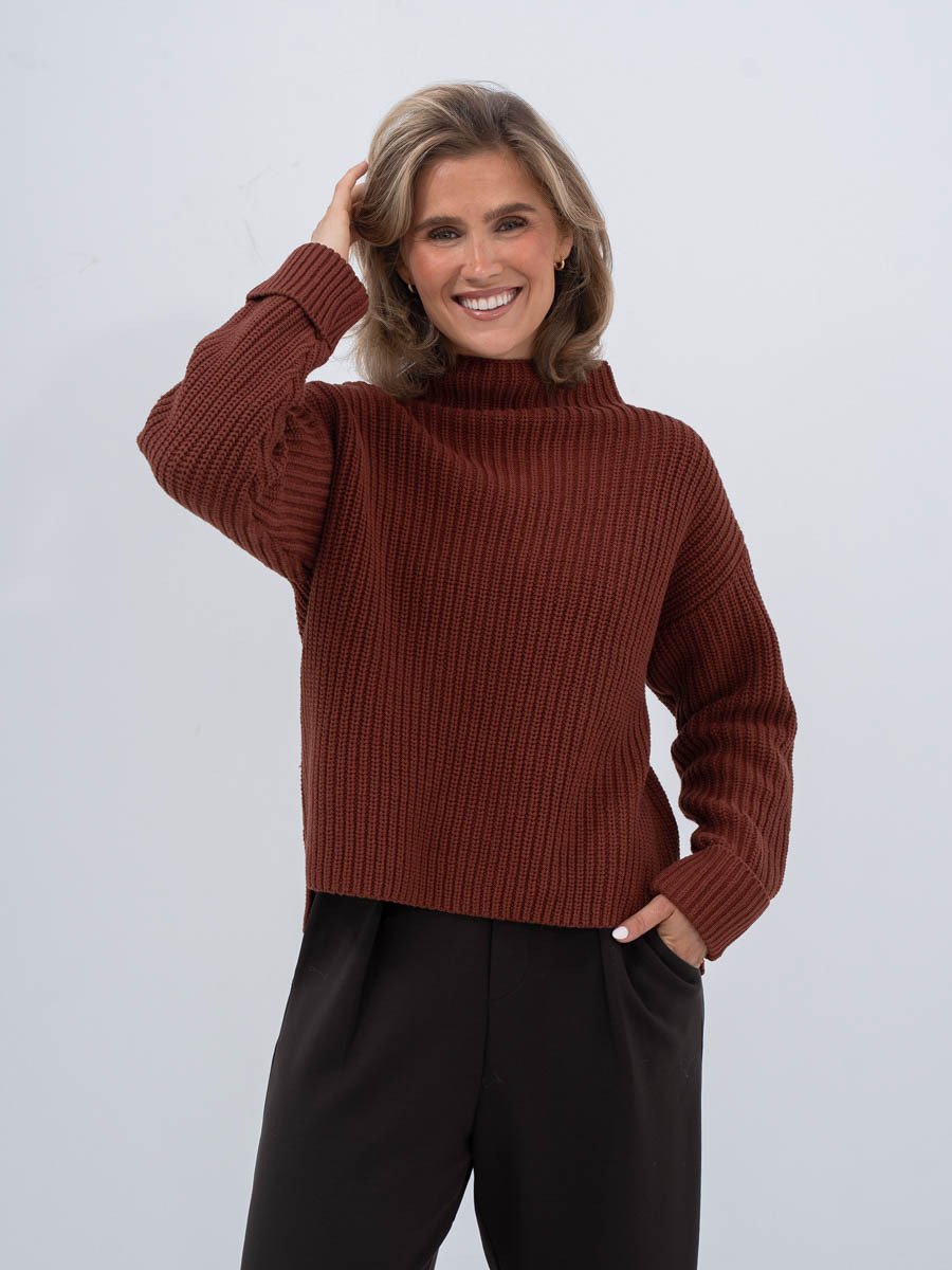 Selected Femme Selma Sus Long Sleeve Knit Pullover Cherry Mahogany