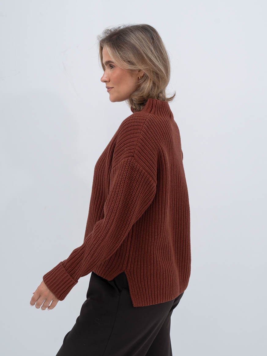 Selected Femme Selma Sus Long Sleeve Knit Pullover Cherry Mahogany