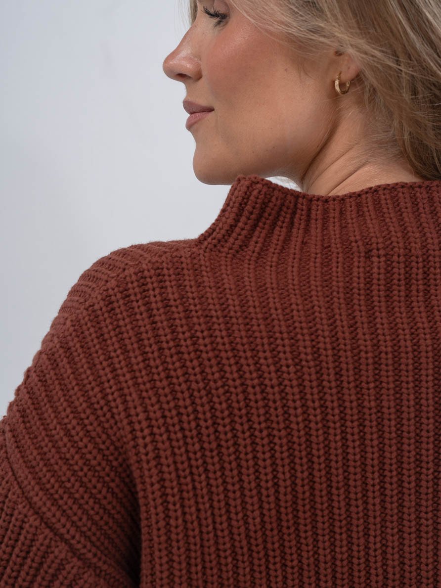 Selected Femme Selma Sus Long Sleeve Knit Pullover Cherry Mahogany