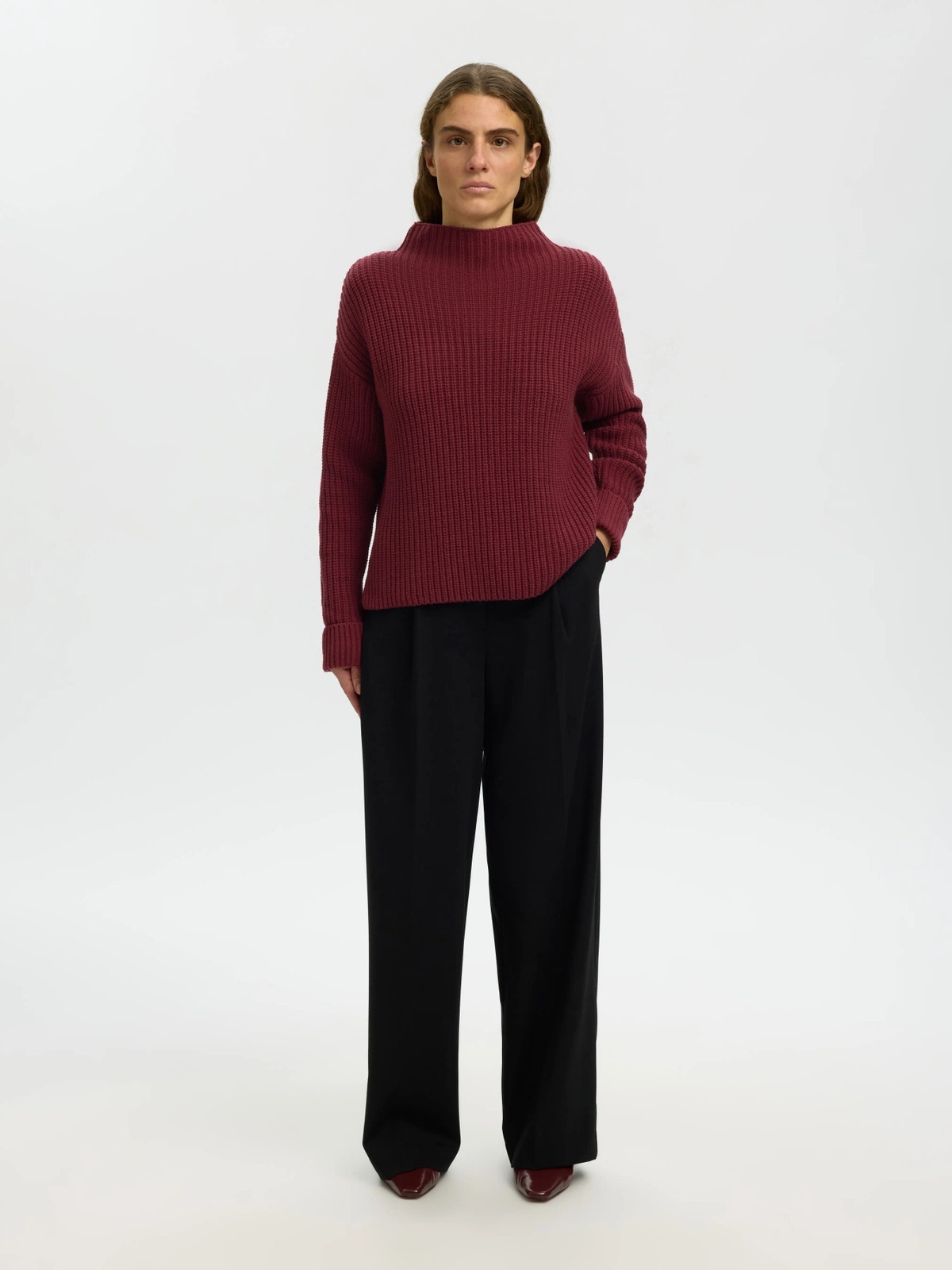 Selected Femme Selma Sus Long Sleeve Knit Pullover Tawny Port