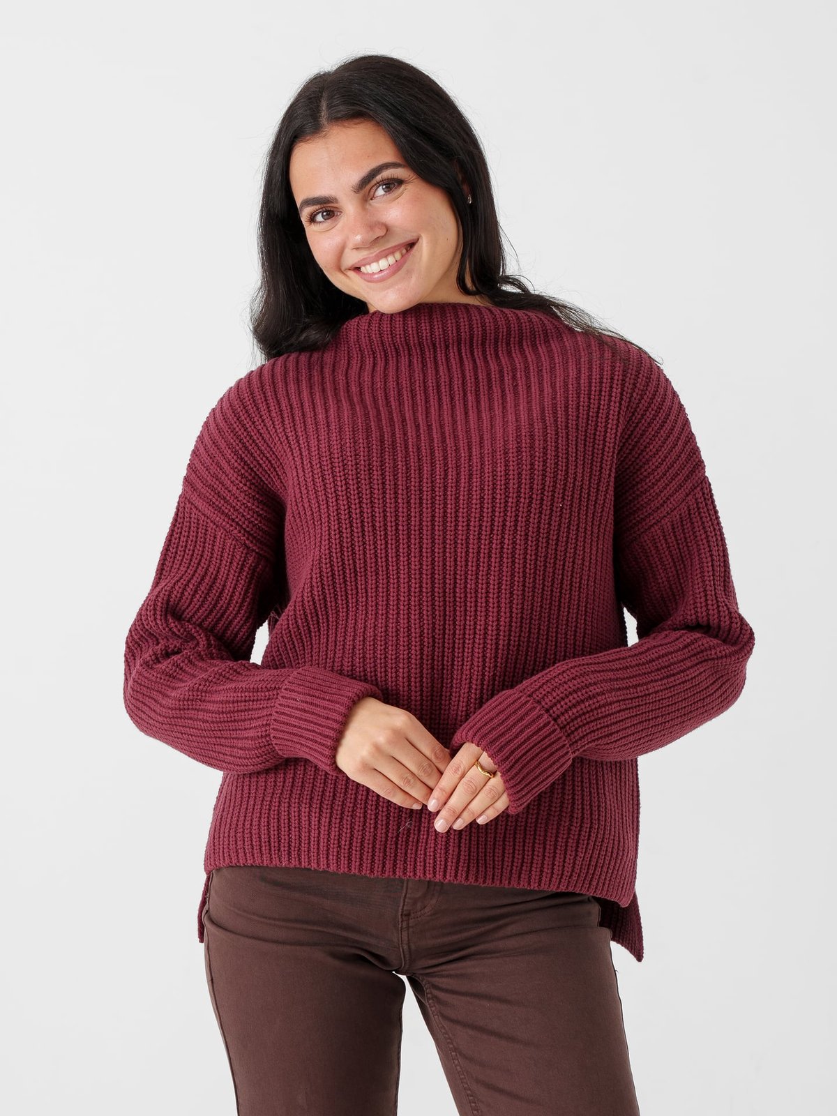 Selected Femme Selma Sus Long Sleeve Knit Pullover Tawny Port