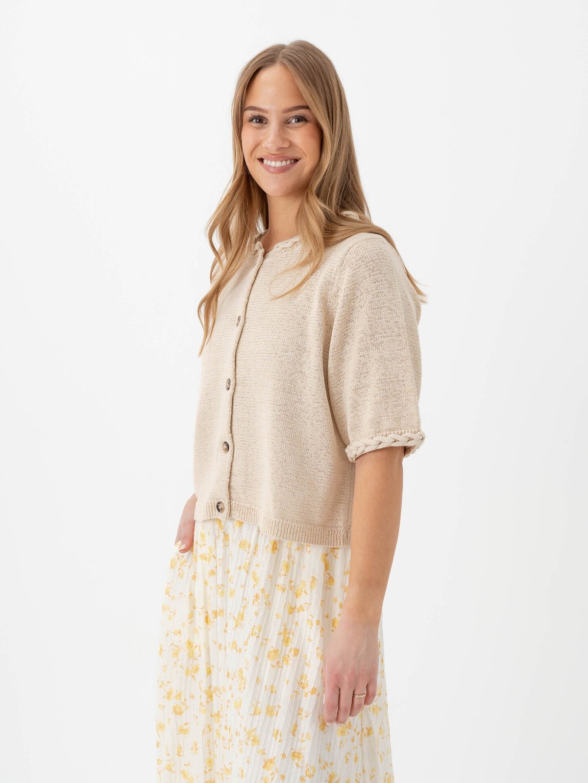 Selected Femme Alma 2/4 Knit Cardigan Birch