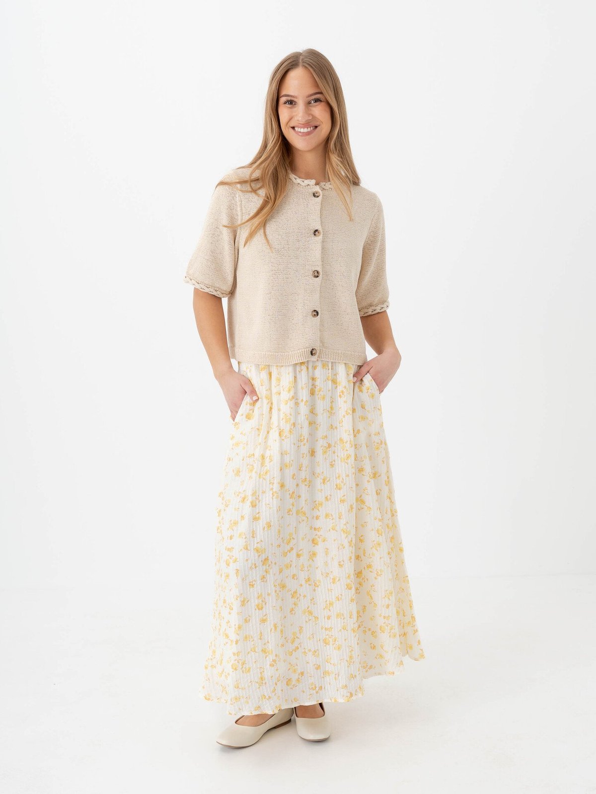 Selected Femme Alma 2/4 Knit Cardigan Birch