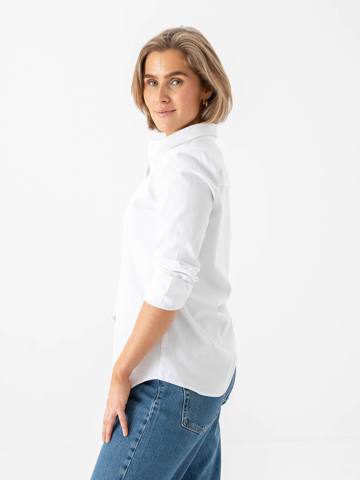 Selected Femme Romie Long Sleeve Fitted Shirt Bright White