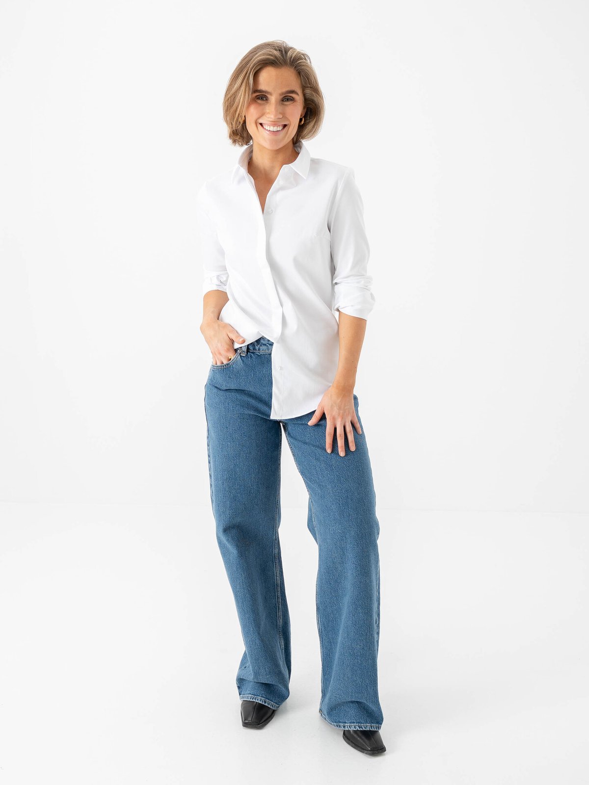 Selected Femme Romie Long Sleeve Fitted Shirt Bright White