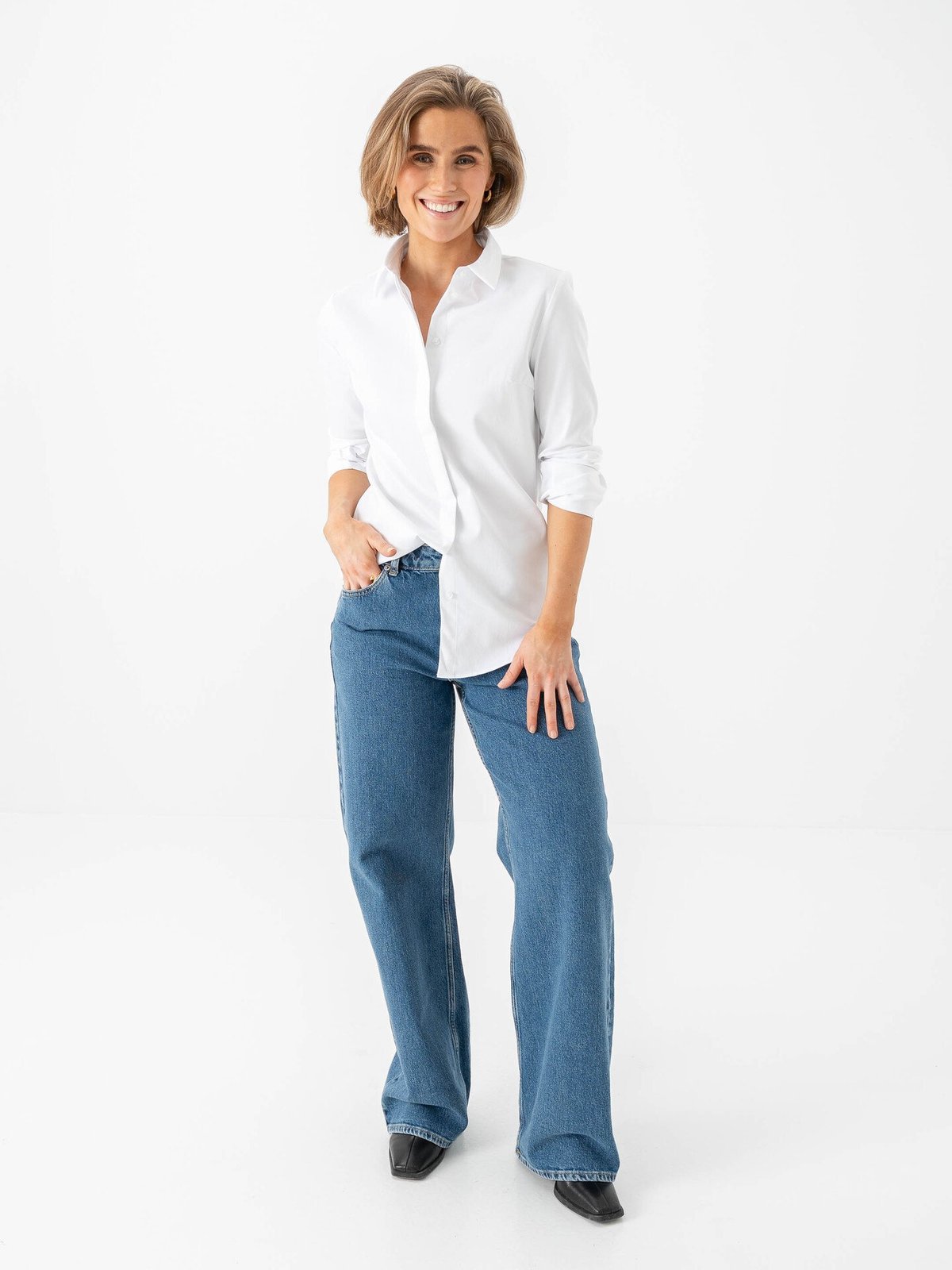 Selected Femme Romie Long Sleeve Fitted Shirt Bright White