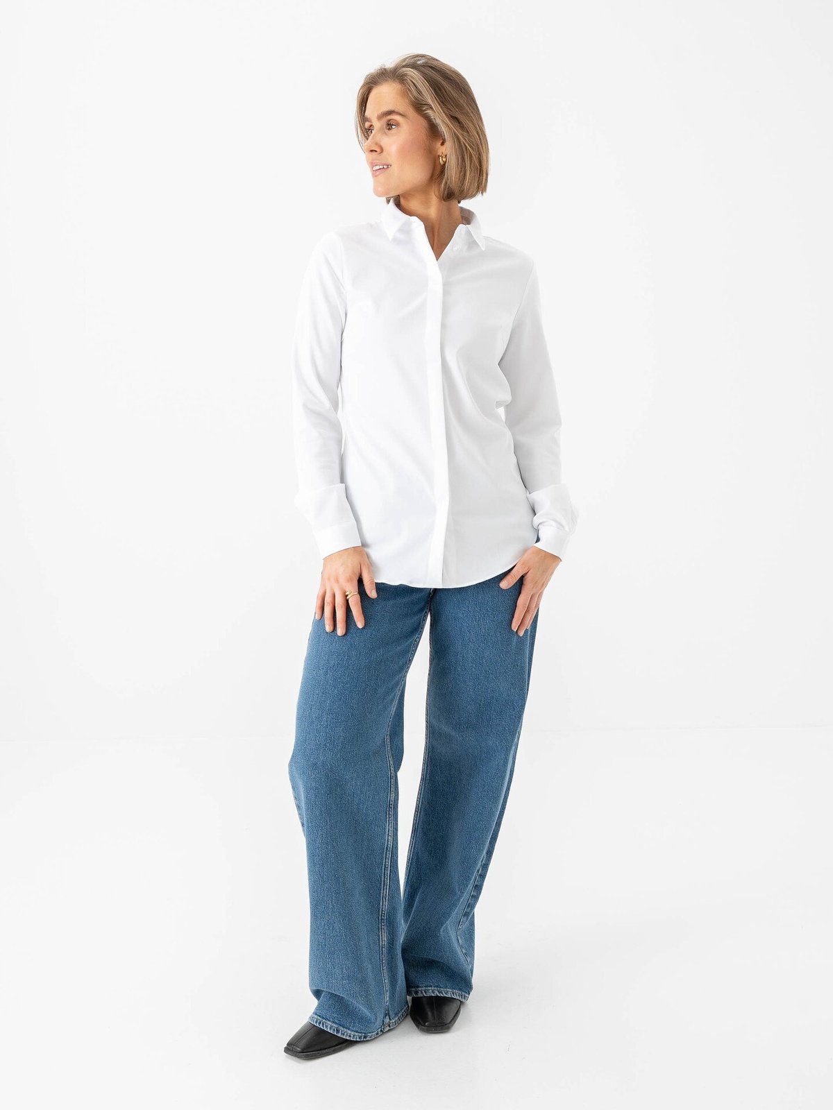 Selected Femme Romie Long Sleeve Fitted Shirt Bright White