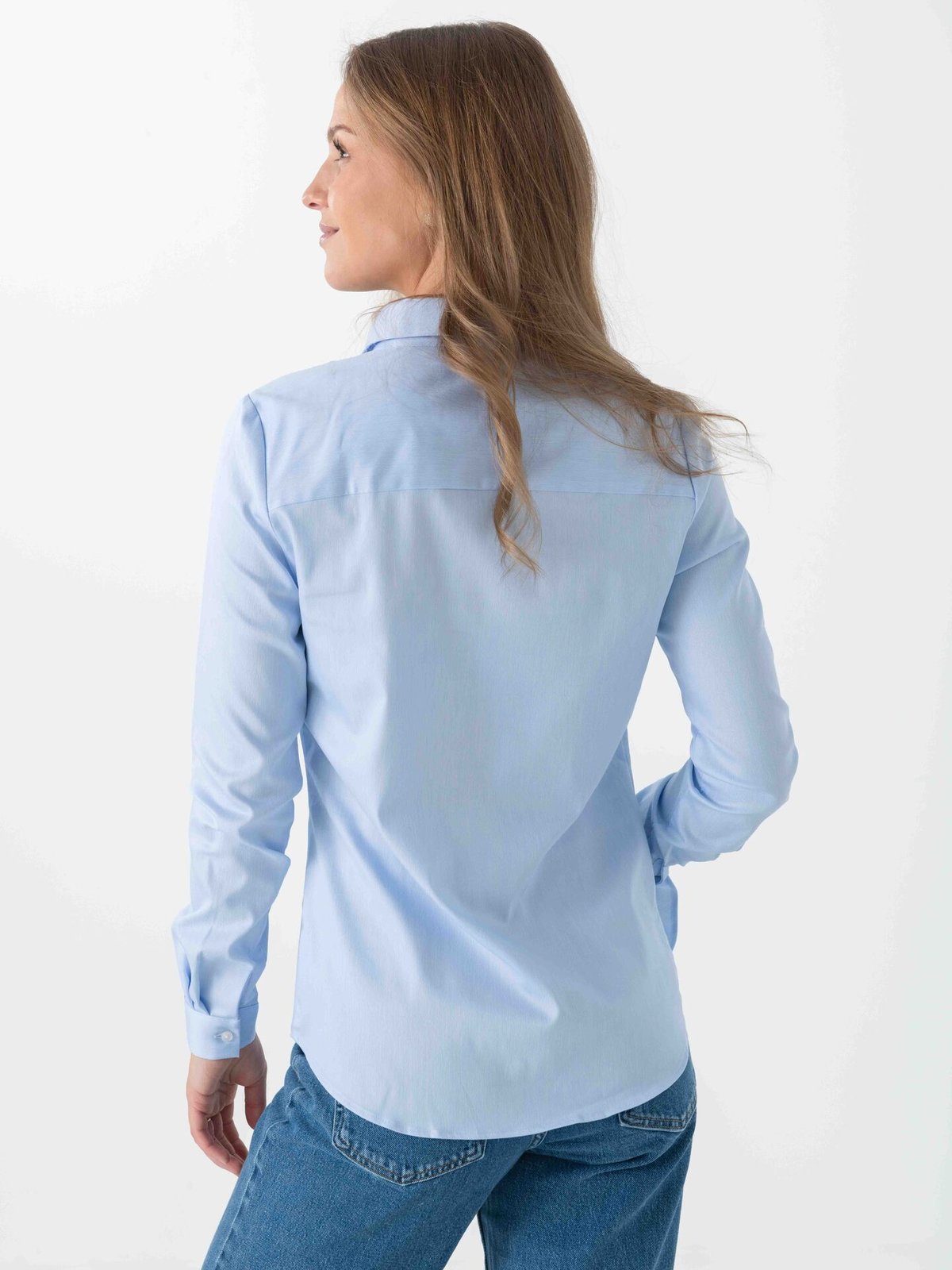 Selected Femme Romie Long Sleeve Fitted Shirt Light Blue