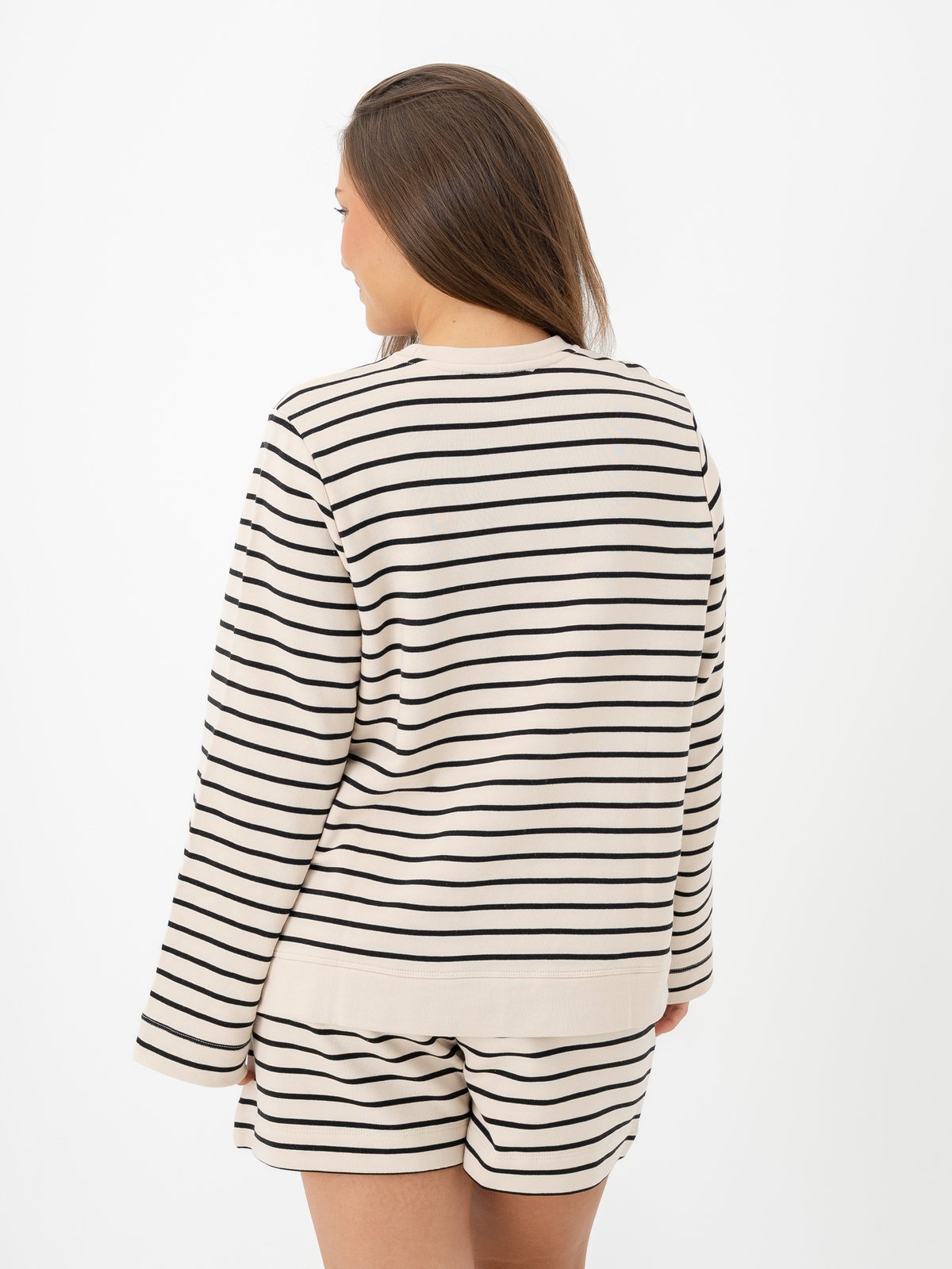 Selected Femme Elise Long Sleeve O-Neck Wide Striped Sweat Black / Birch