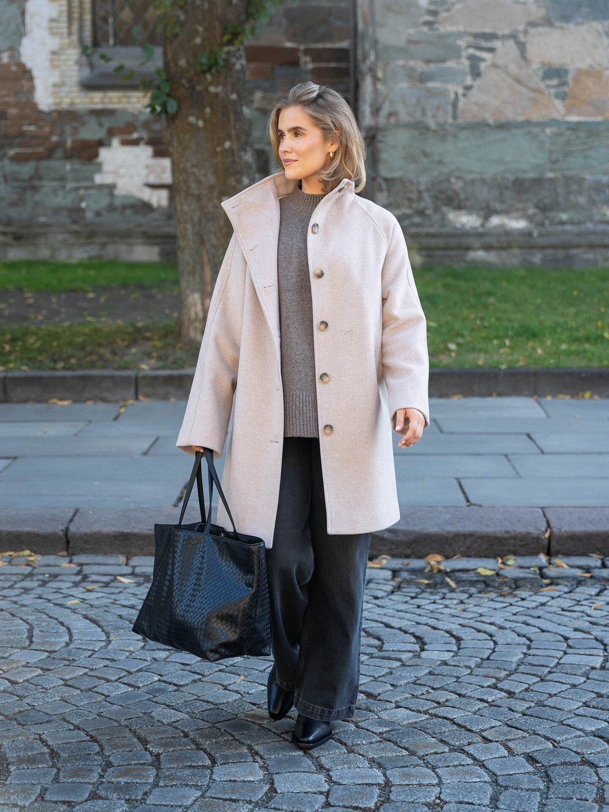 Selected Femme Vinni Lano Coat Sandshell Melange