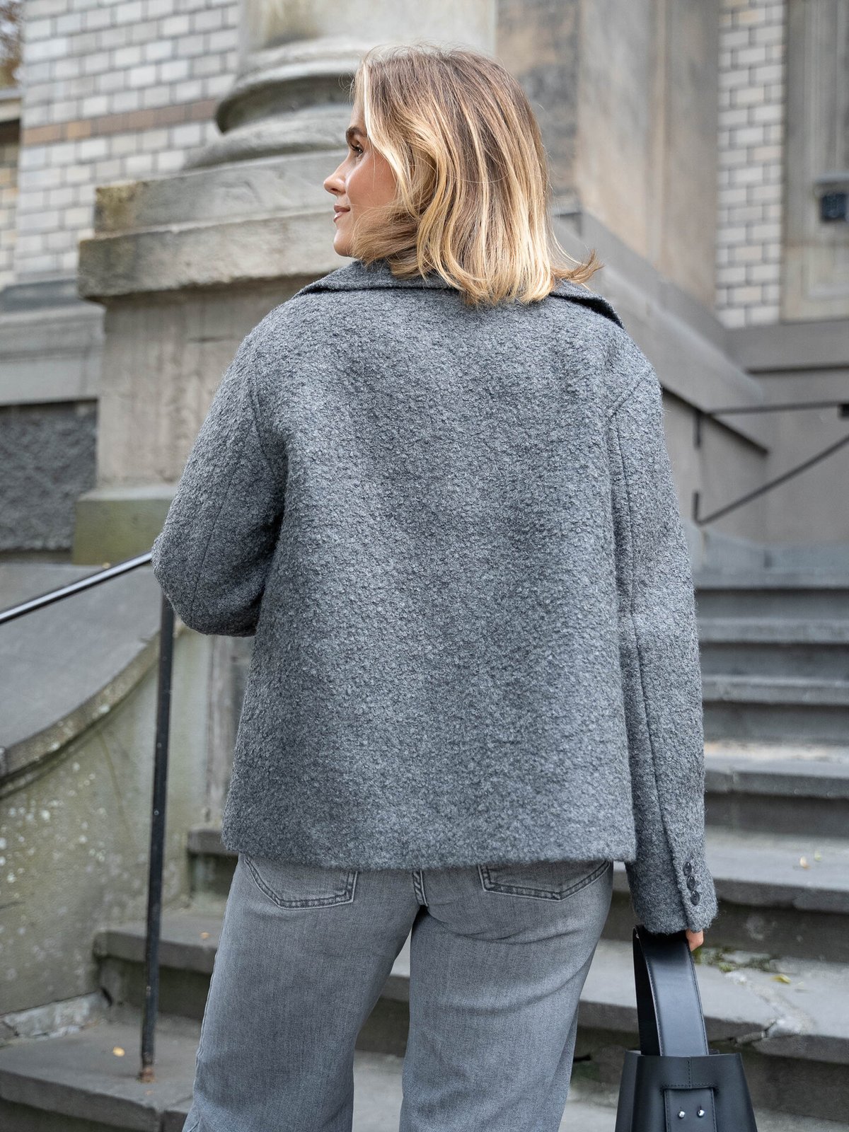 Selected Femme Alma Boucle Lano Jacket Medium Grey Melange