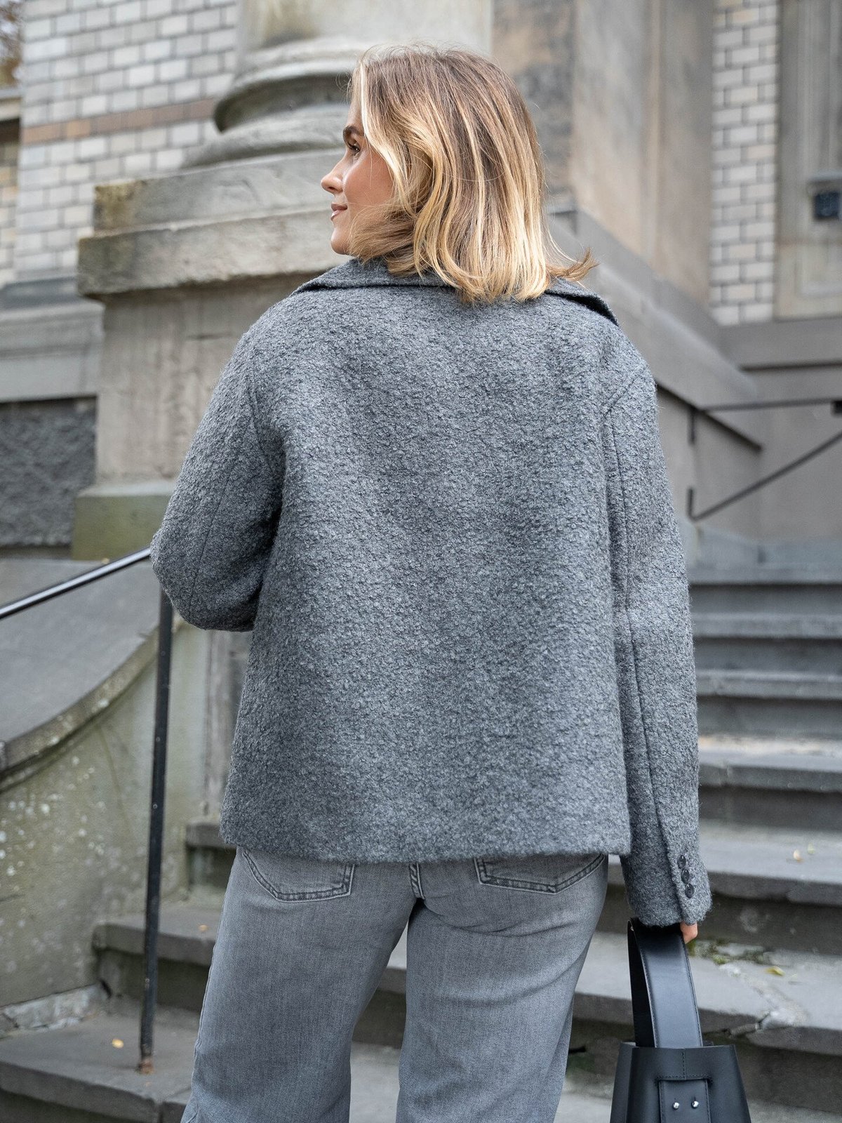 Selected Femme Alma Boucle Lano Jacket Medium Grey Melange