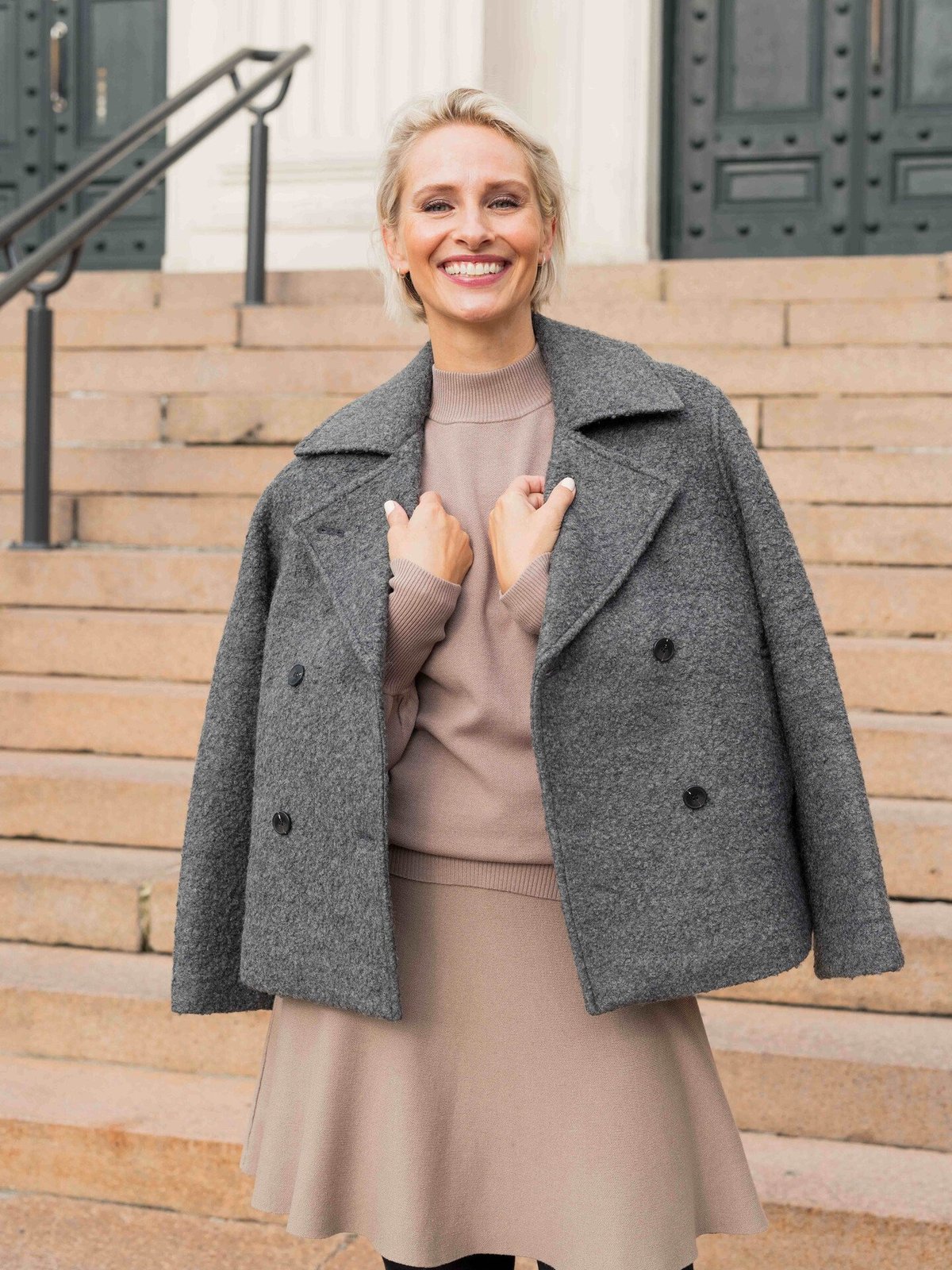 Selected Femme Alma Boucle Lano Jacket Medium Grey Melange