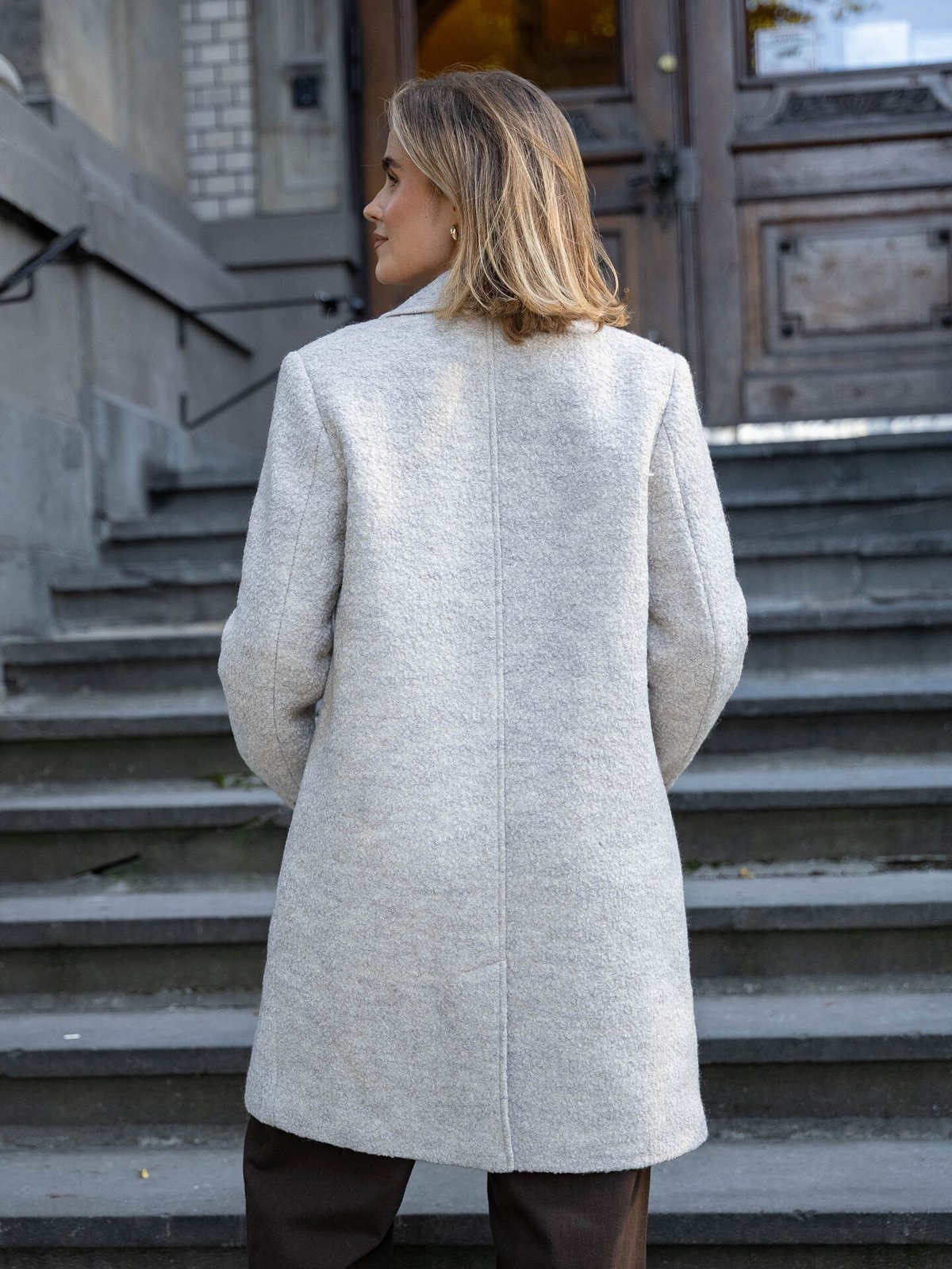 Selected Femme Sasja Boucle Lano Coat Sandshell Melange