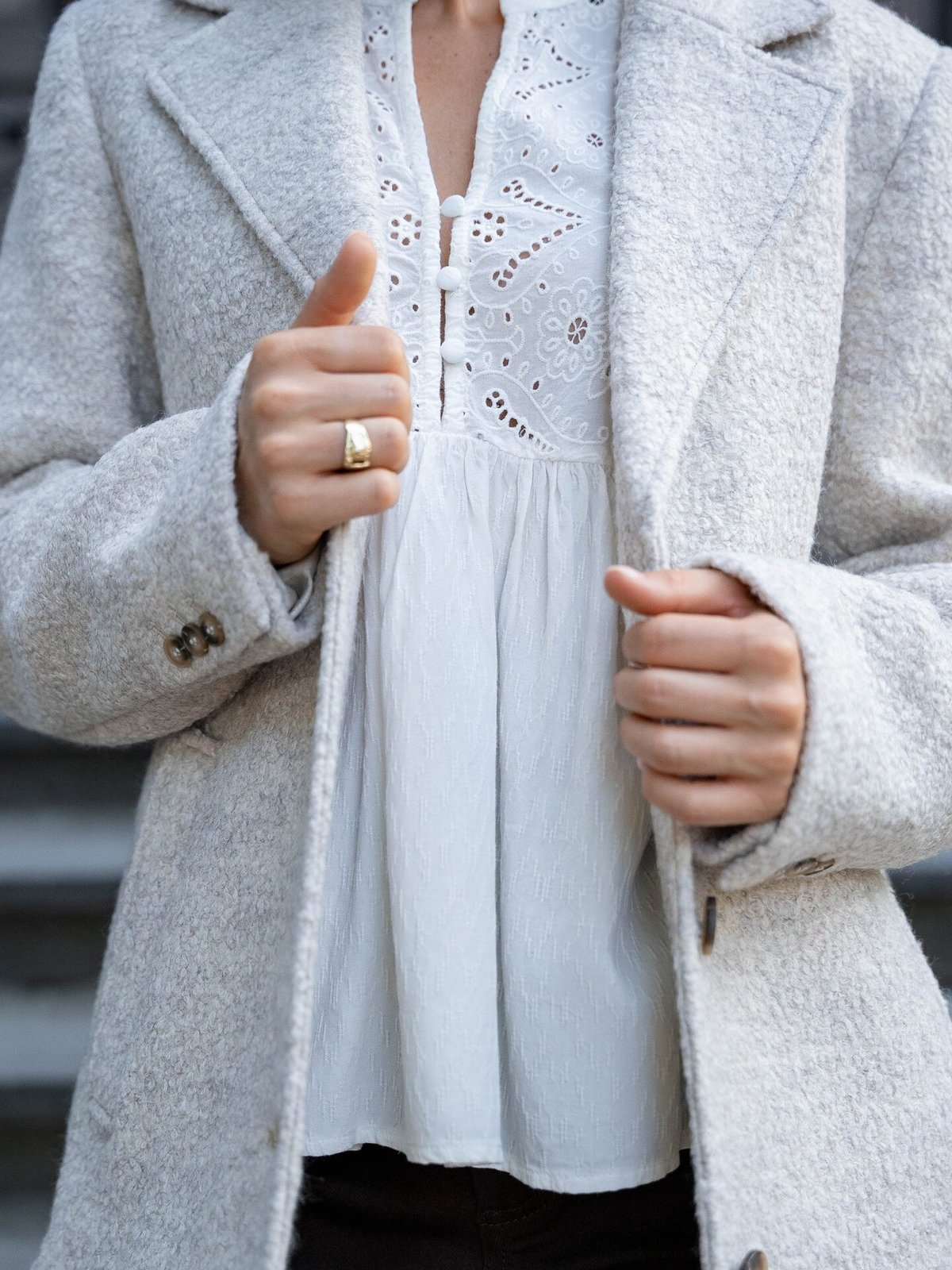 Selected Femme Sasja Boucle Lano Coat Sandshell Melange