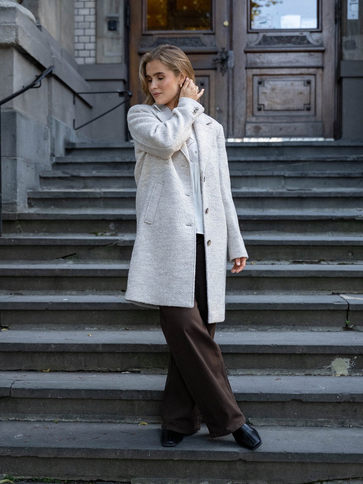 Selected Femme Sasja Boucle Lano Coat Sandshell Melange