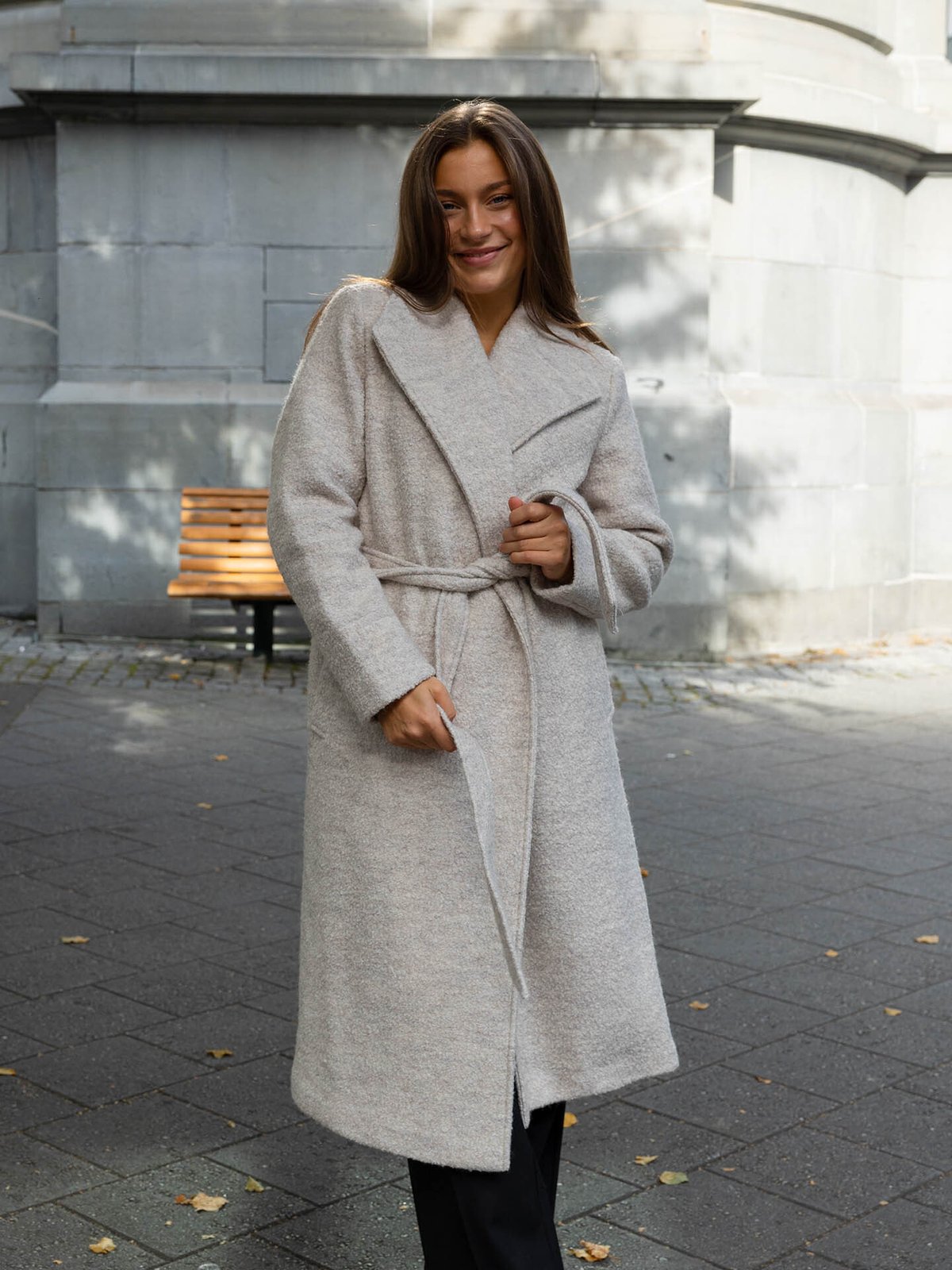 Selected Femme Rosa Boucle Lano Coat Sandshell Melange