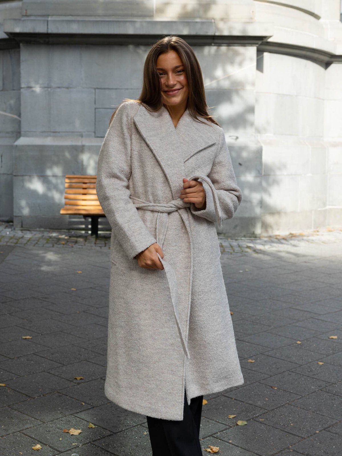 Selected Femme Rosa Boucle Lano Coat Sandshell Melange