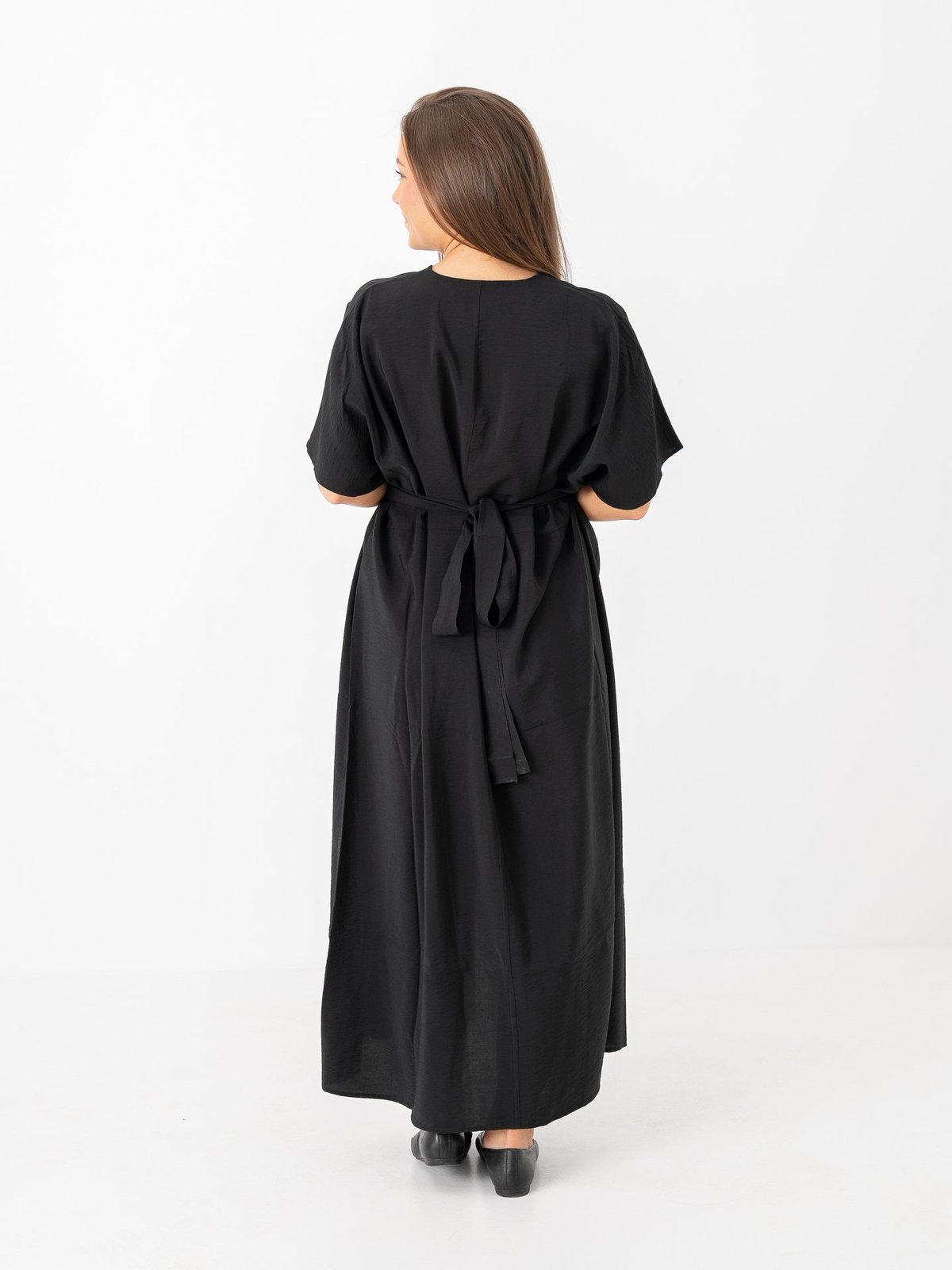 Selected Femme Lina Short Sleeve Ankle Wrap Dress Black