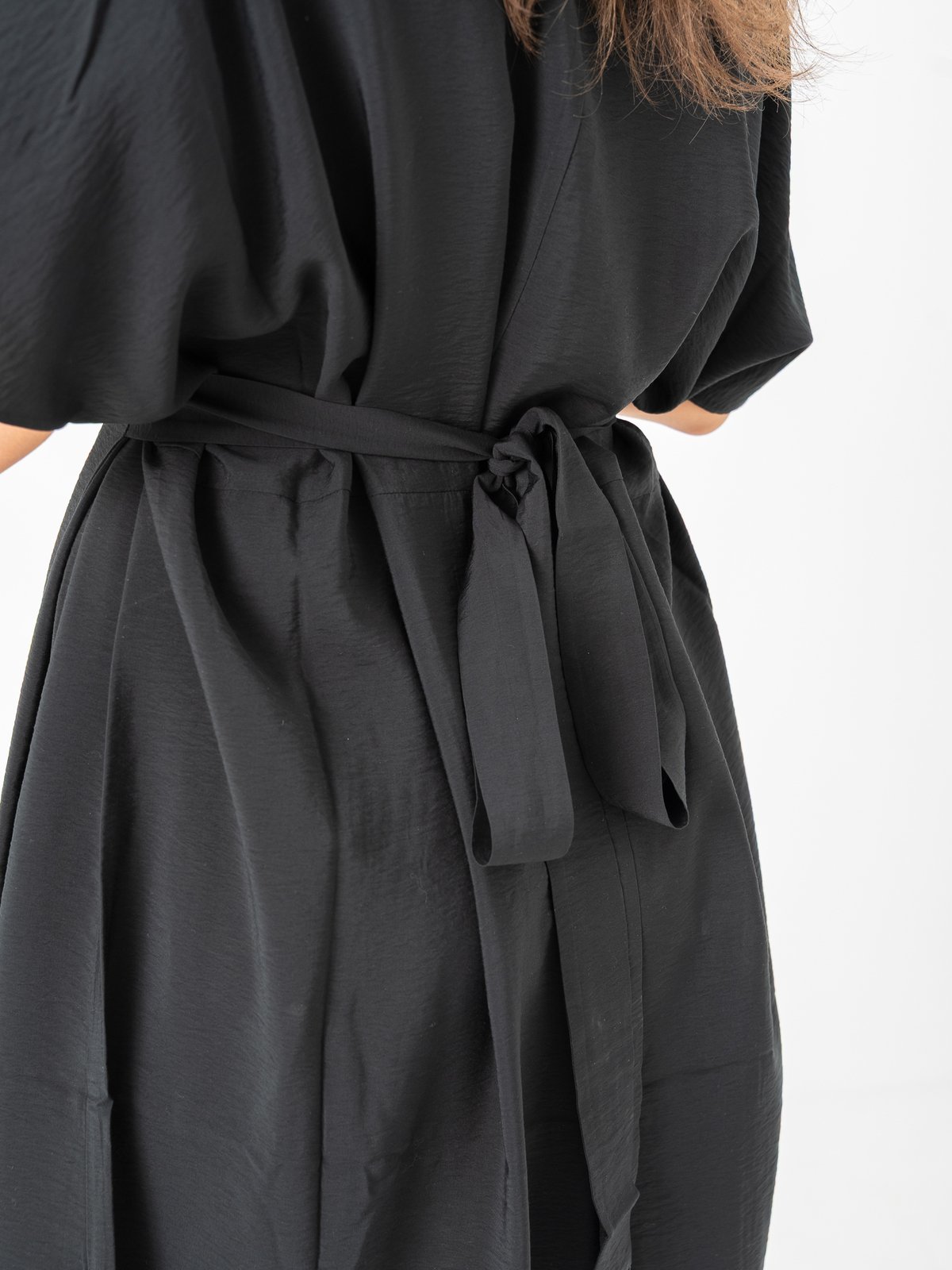 Selected Femme Lina Short Sleeve Ankle Wrap Dress Black