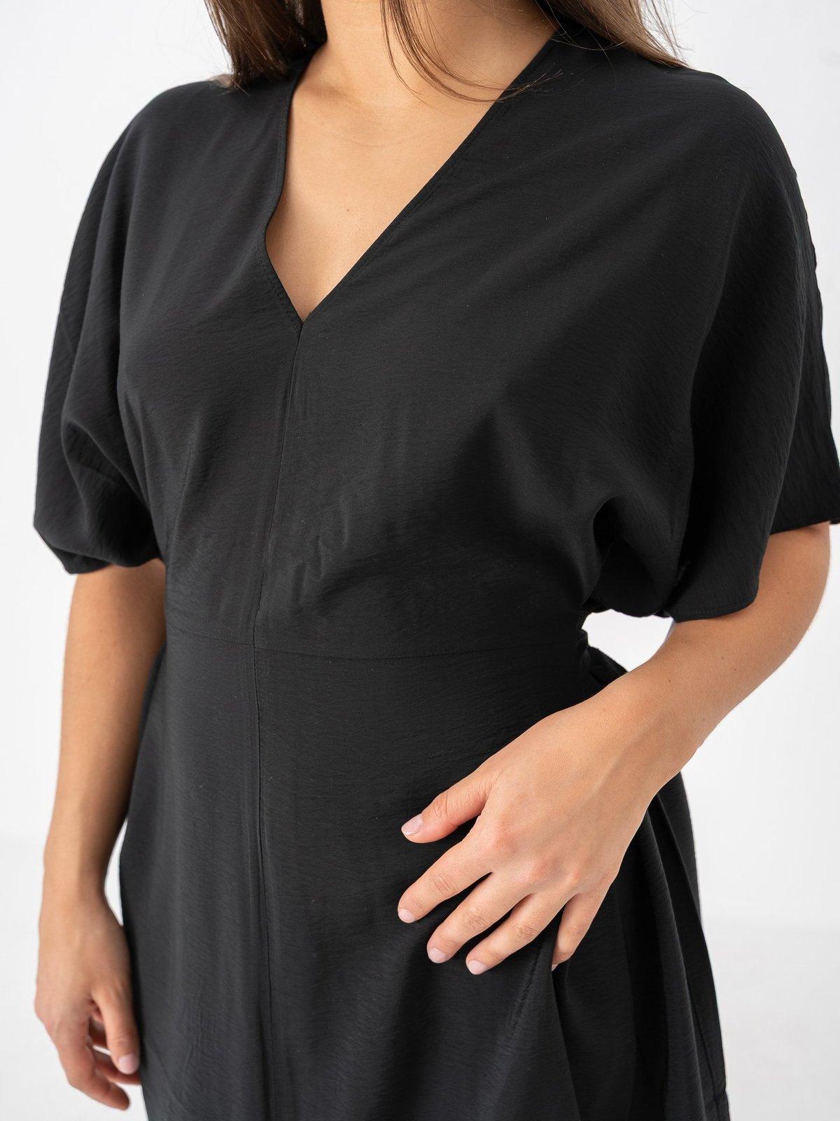 Selected Femme Lina Short Sleeve Ankle Wrap Dress Black