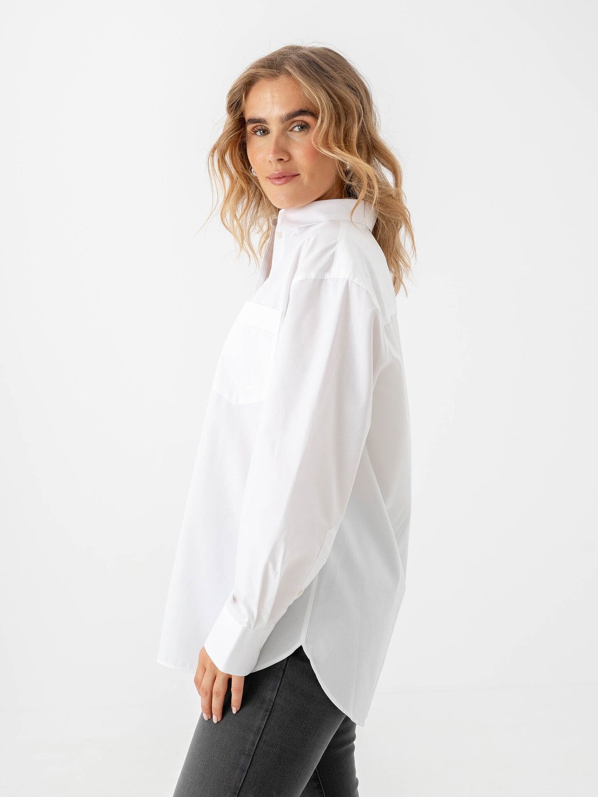 Selected Femme Ester Long Sleeve Oversize Shirt Bright White
