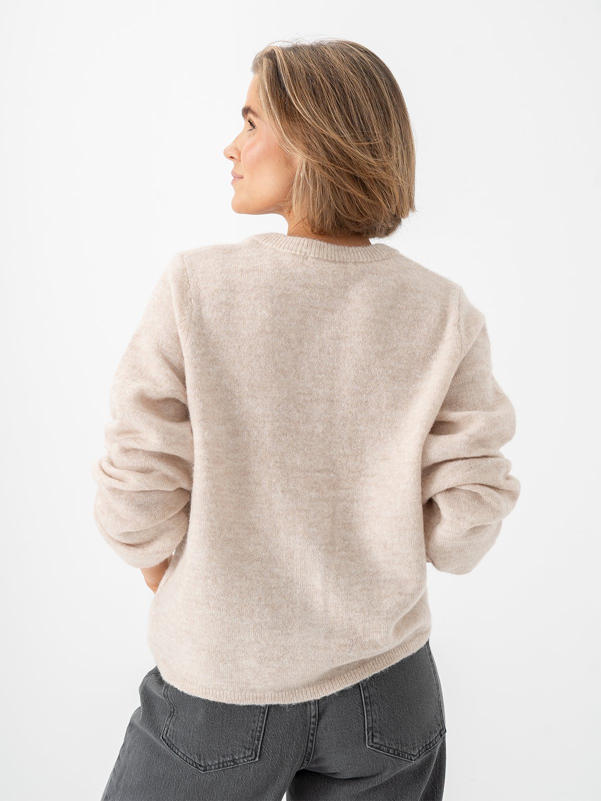 Selected Femme Lulu New Long Sleeve Knit Cardigan Birch Melange