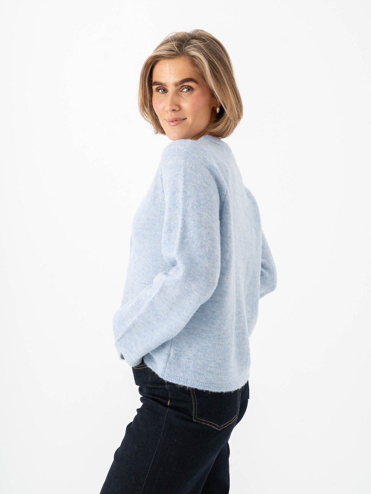 Selected Femme Lulu New Long Sleeve Knit Cardigan Cashmere Blue Melange