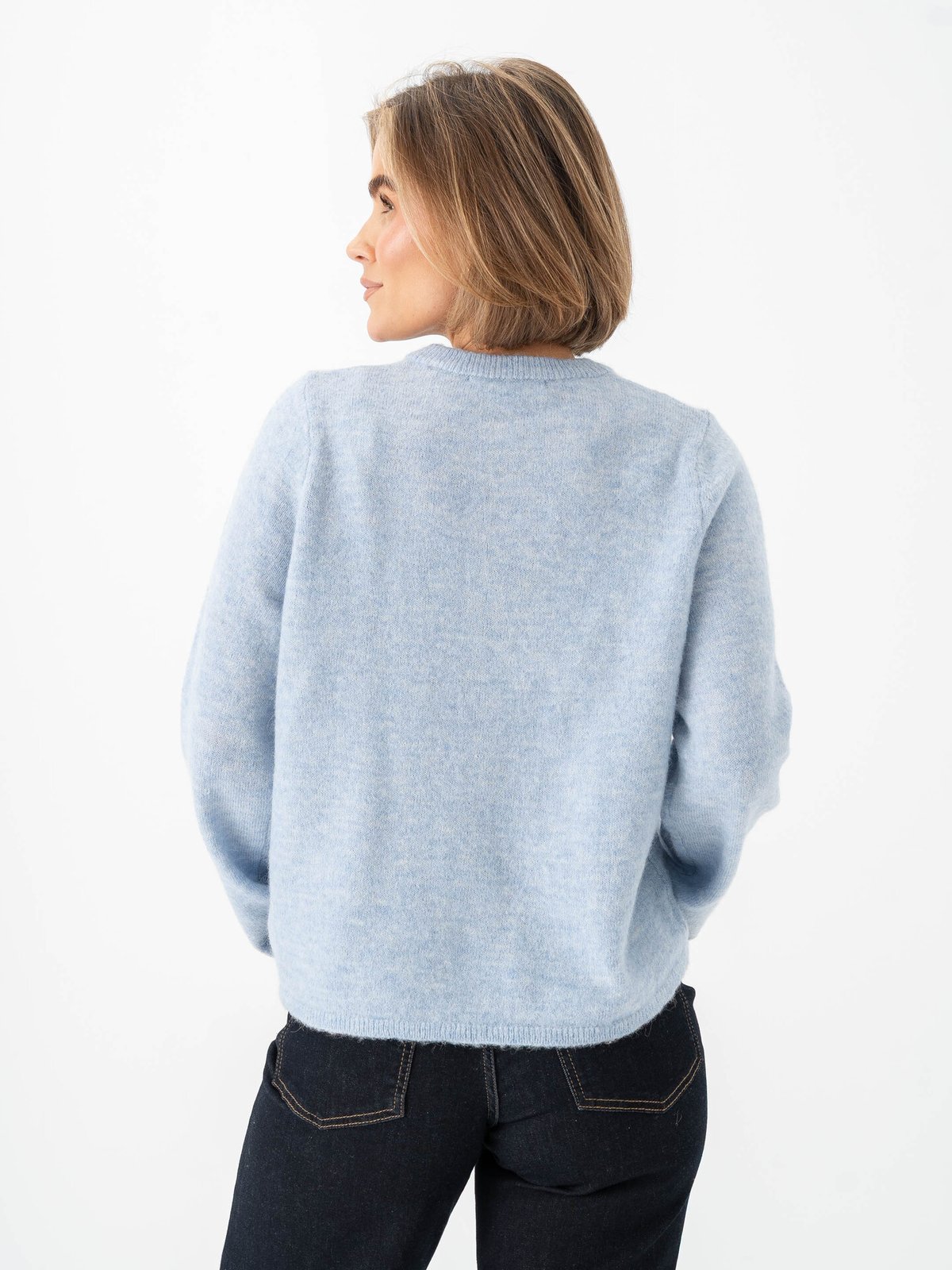 Selected Femme Lulu New Long Sleeve Knit Cardigan Cashmere Blue Melange