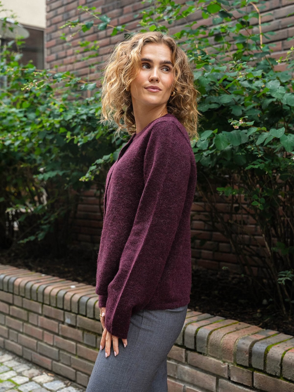 Selected Femme Lulu New Long Sleeve Knit Cardigan Fig MELANGE